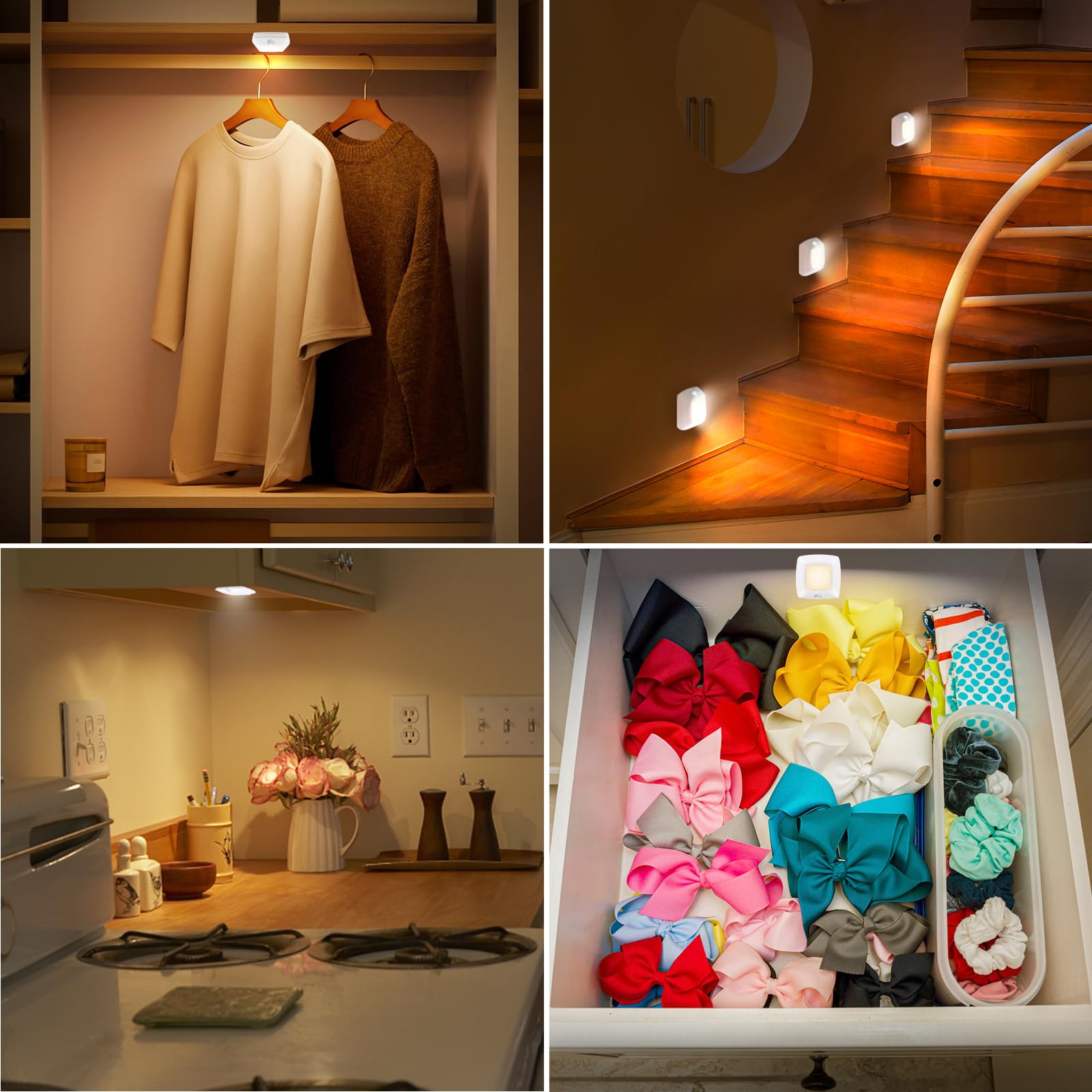Bigmonat Motion Sensor Tap Light,Battery Operated Puck Lighting, Safe,Portable,Easy To Install For Closet/Stair/Kitchen/Hallway/