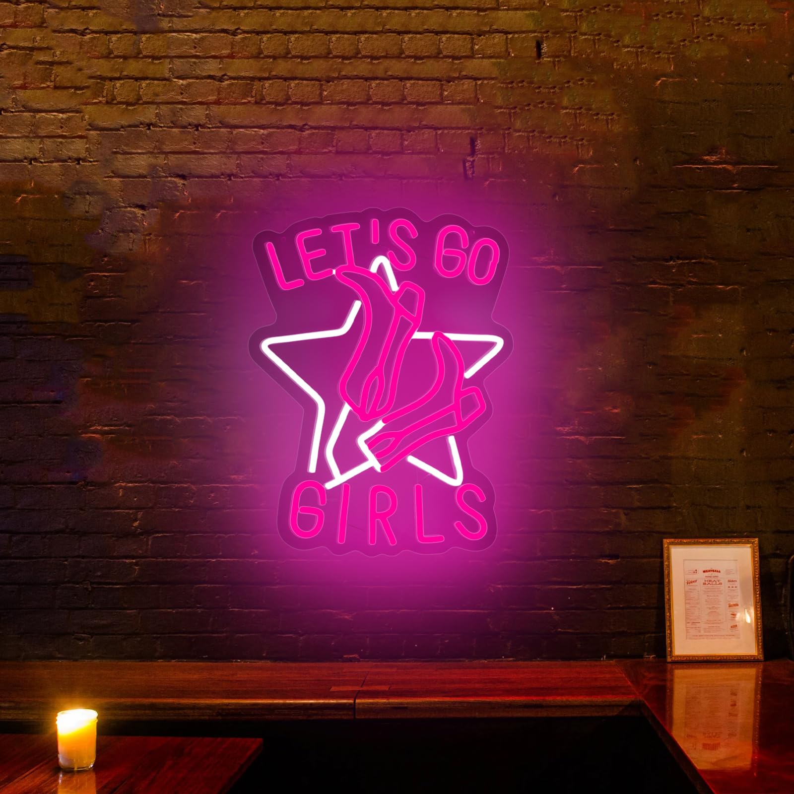 Moodlion Lets Go Girls Cowgirls Neon Sign For Wall Decor Studio Room Led Lights, Pink Preppy Decor Neon Signs Aesthetic Operate