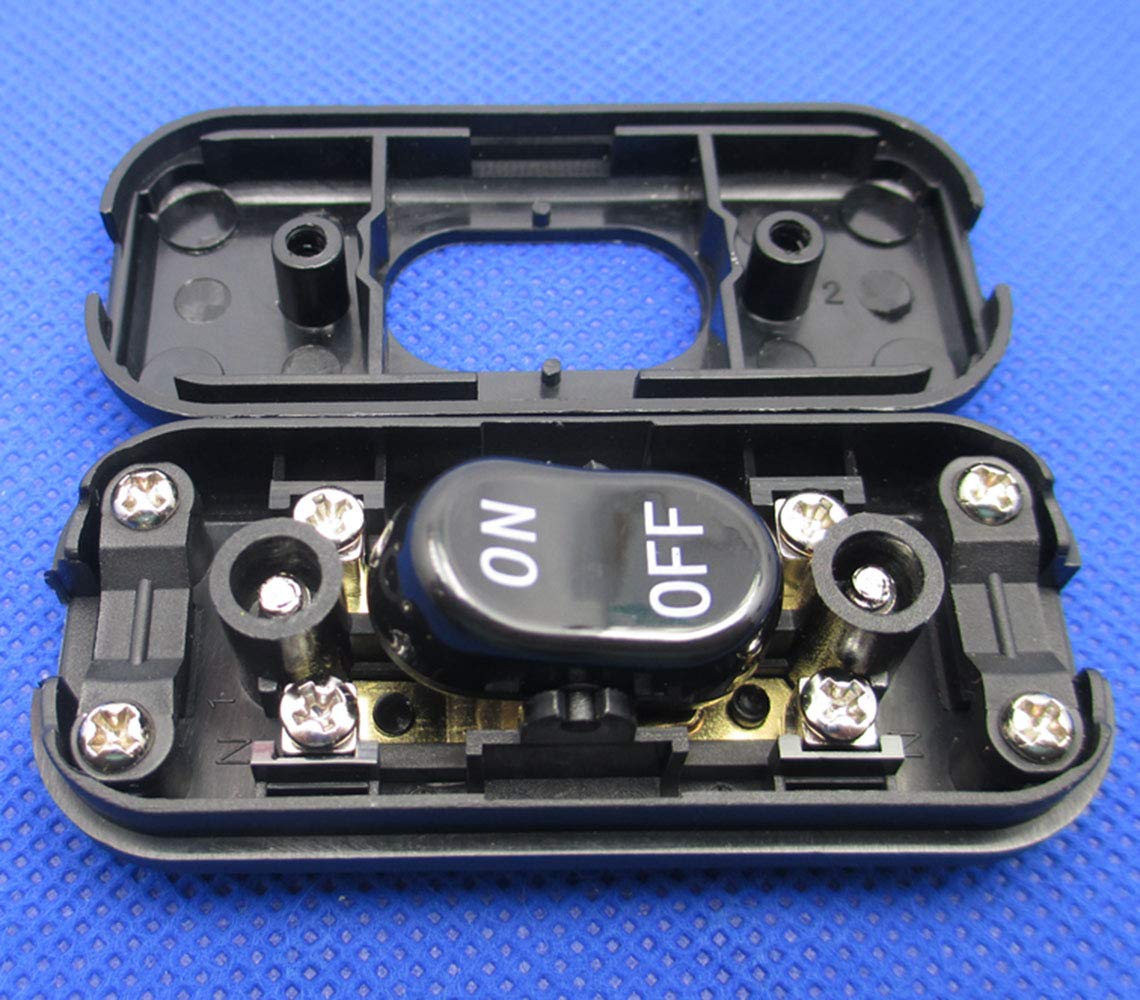 E-Outstanding Inline Cord Switch On/Off Black Button Feed Cord Switch For Table Lamp Desk Light Bed Lamp 6A 250V