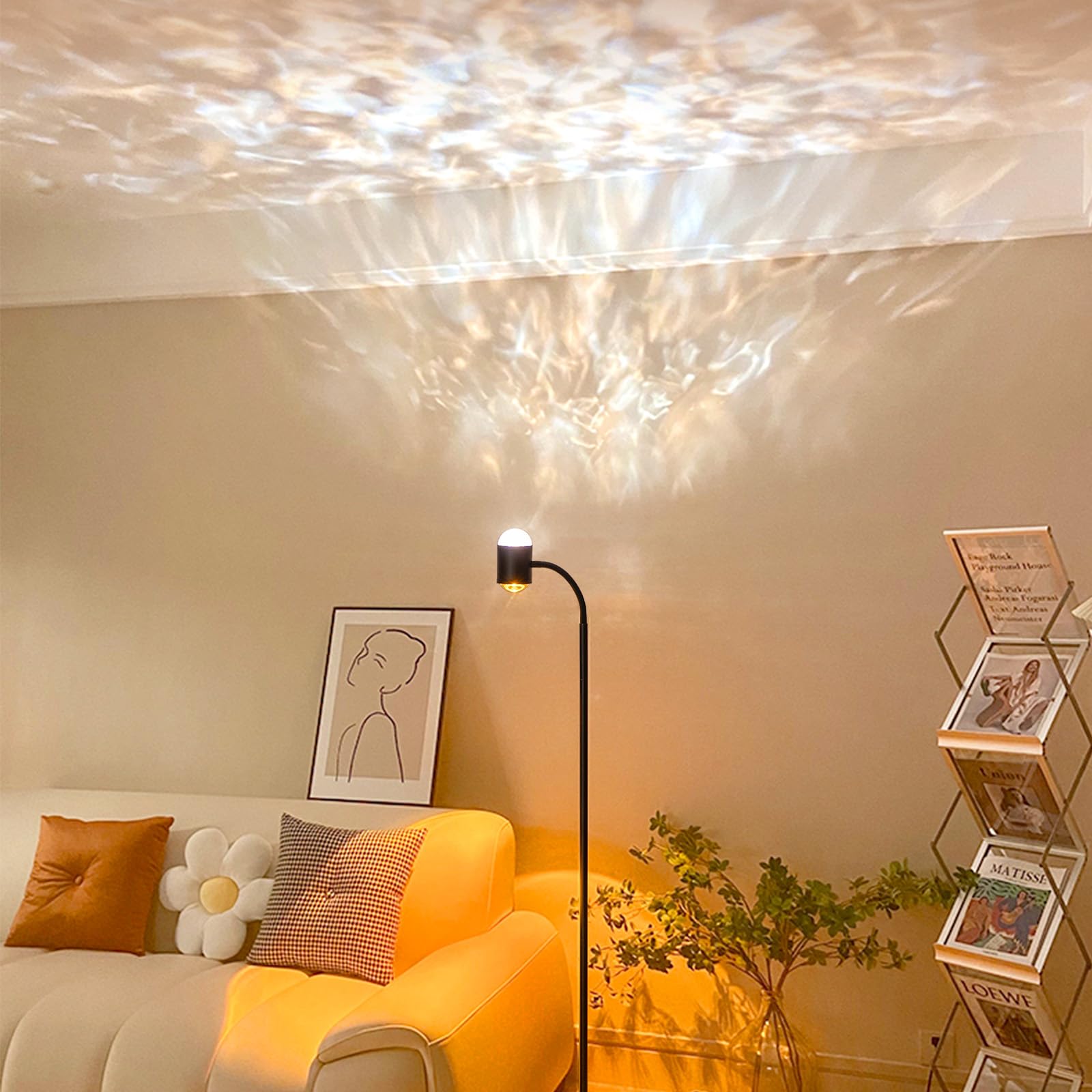 Sunset Lamp Projector with 3D Ocean Wave, 12 Colors Changing & Four Mode with USB Port, RGB Floor Lamp Double Side Lighting with