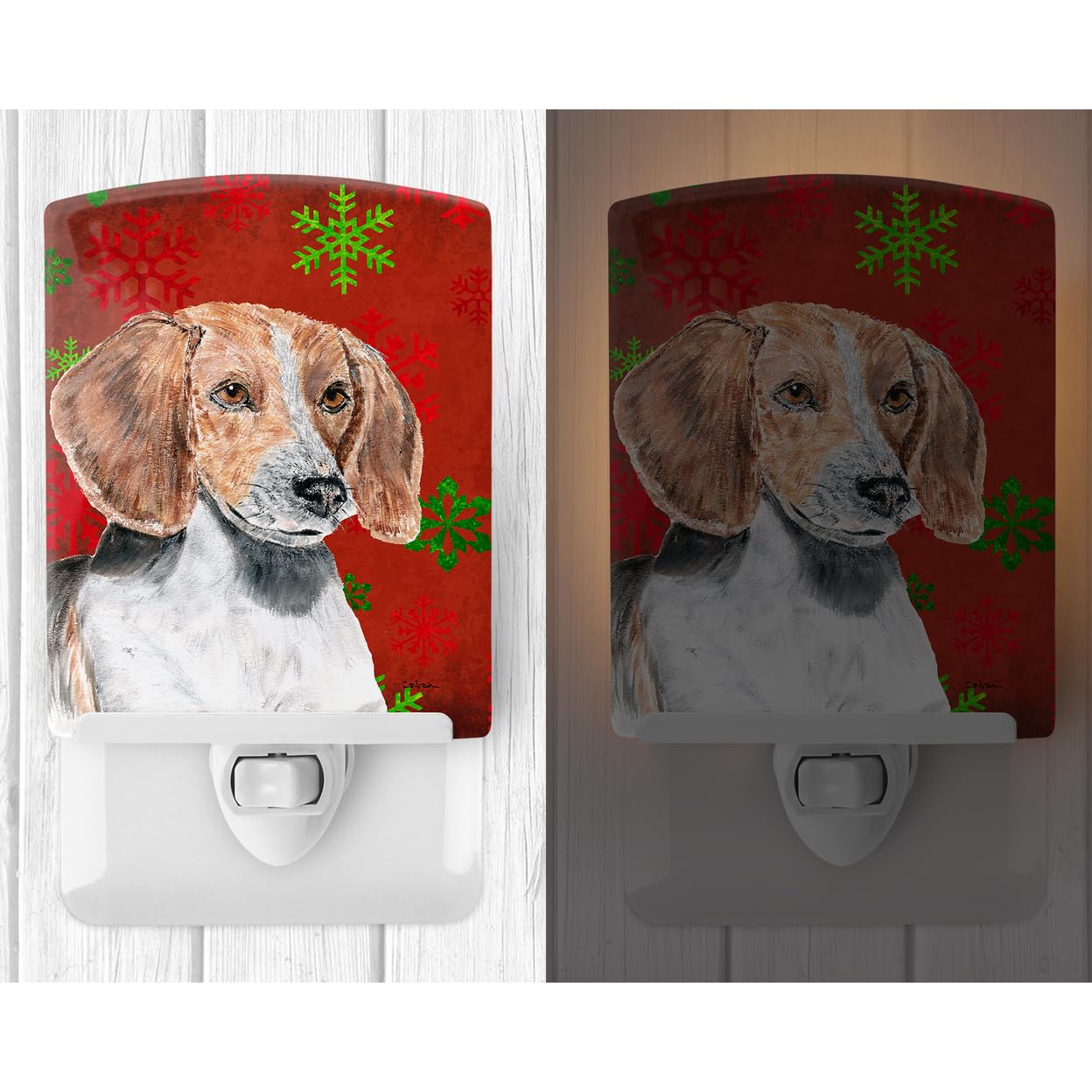 Carolines Treasures Ceramic Night Light, English Foxhound, UL-Certified, 6x4x3in, Multicolor, Model SC9593CNL