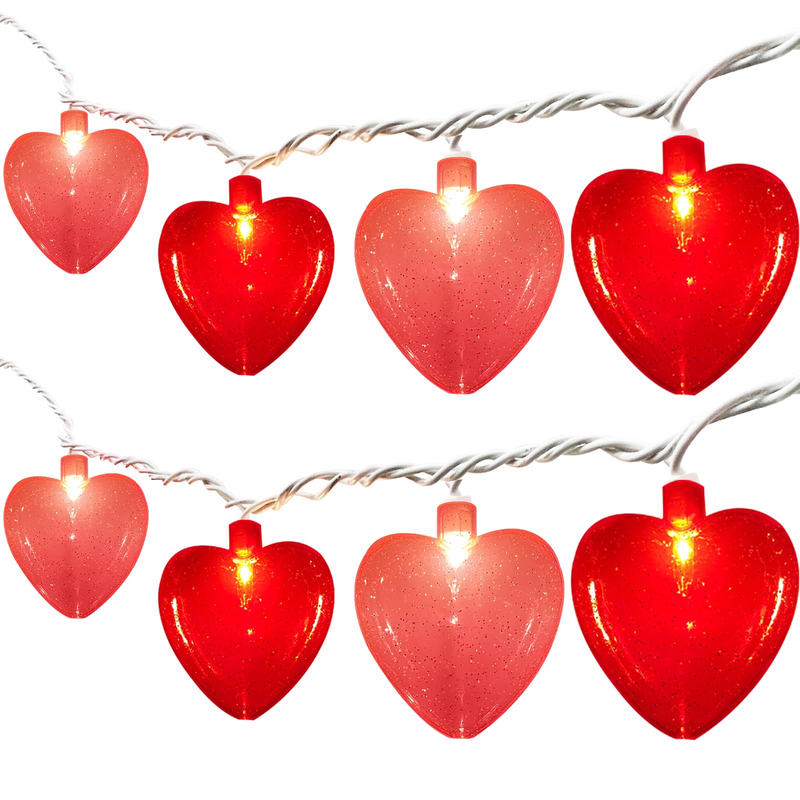 Doratale 8.5Ft Heart Fairy String Lights - 10 Red Pink 3D Heart Lights For Valentine'S Decor