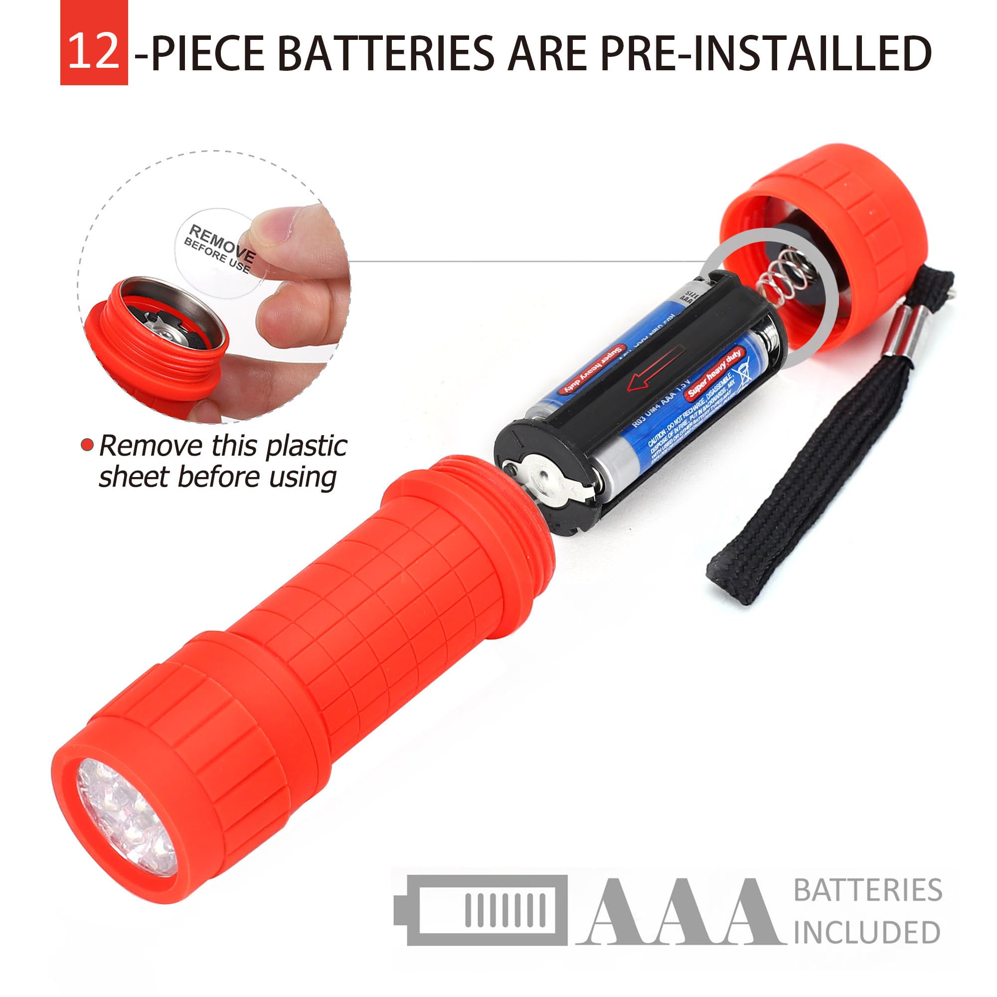 FASTPRO 4-Pack 9-LED Mini Flashlight Set, AAA Batteries are Included and Pre-Installed, Perfect for Class Teaching, Camping, Wed