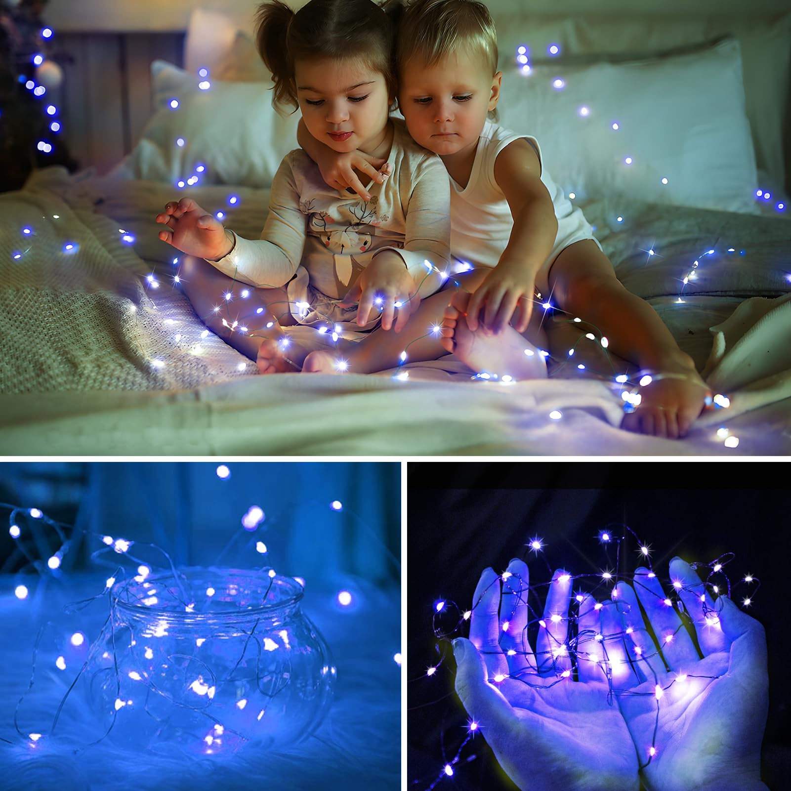 KNONEW 400FT 1200 LED Outdoor Fairy Lights, Waterproof, 8 Modes, Blue, Model KN-1000-LIG168-01