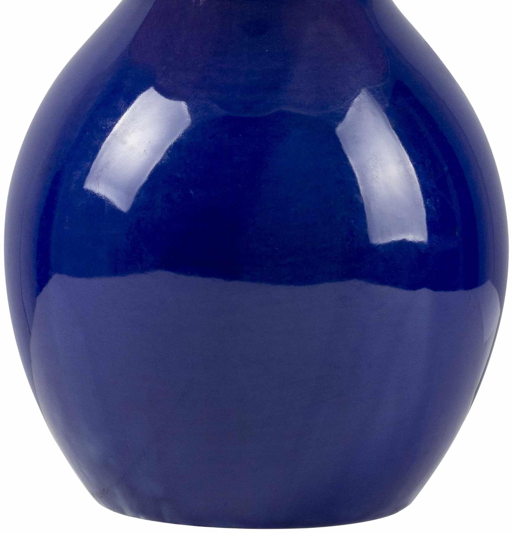 BoutiqueRugs Salgareda Boho Ceramic Bedside Table Lamp - 15inH x 8inW x 8inD - Navy, Beige - Rattan Shade - Model SPXZVA1