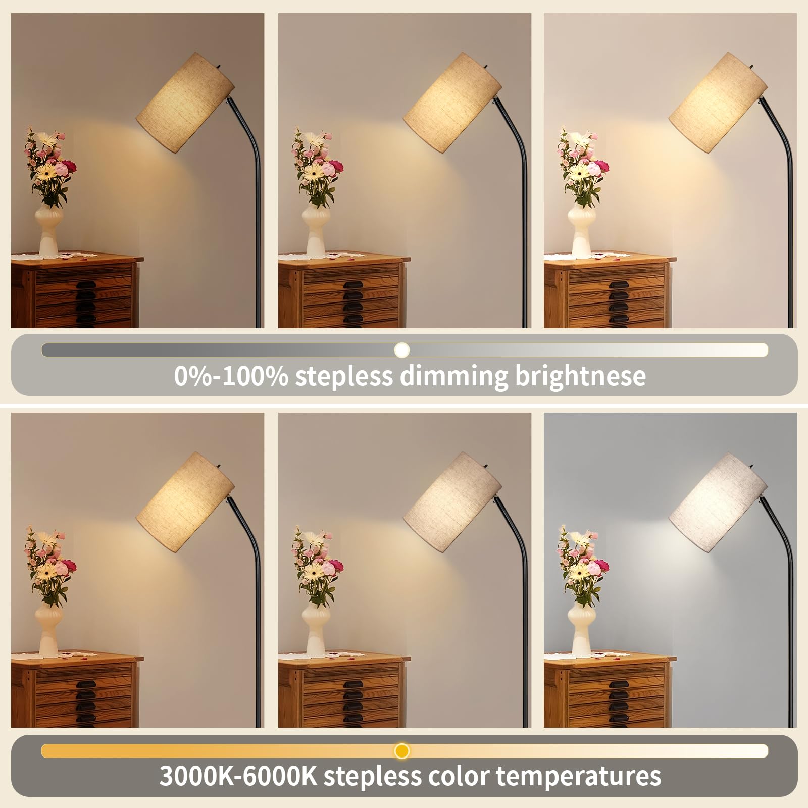 Ldeco Black Floor Lamp for Living Room with Remote,Dimmable Floor Lamp with Remote Control 9W LED Bulb Included,Tall Stand Readi