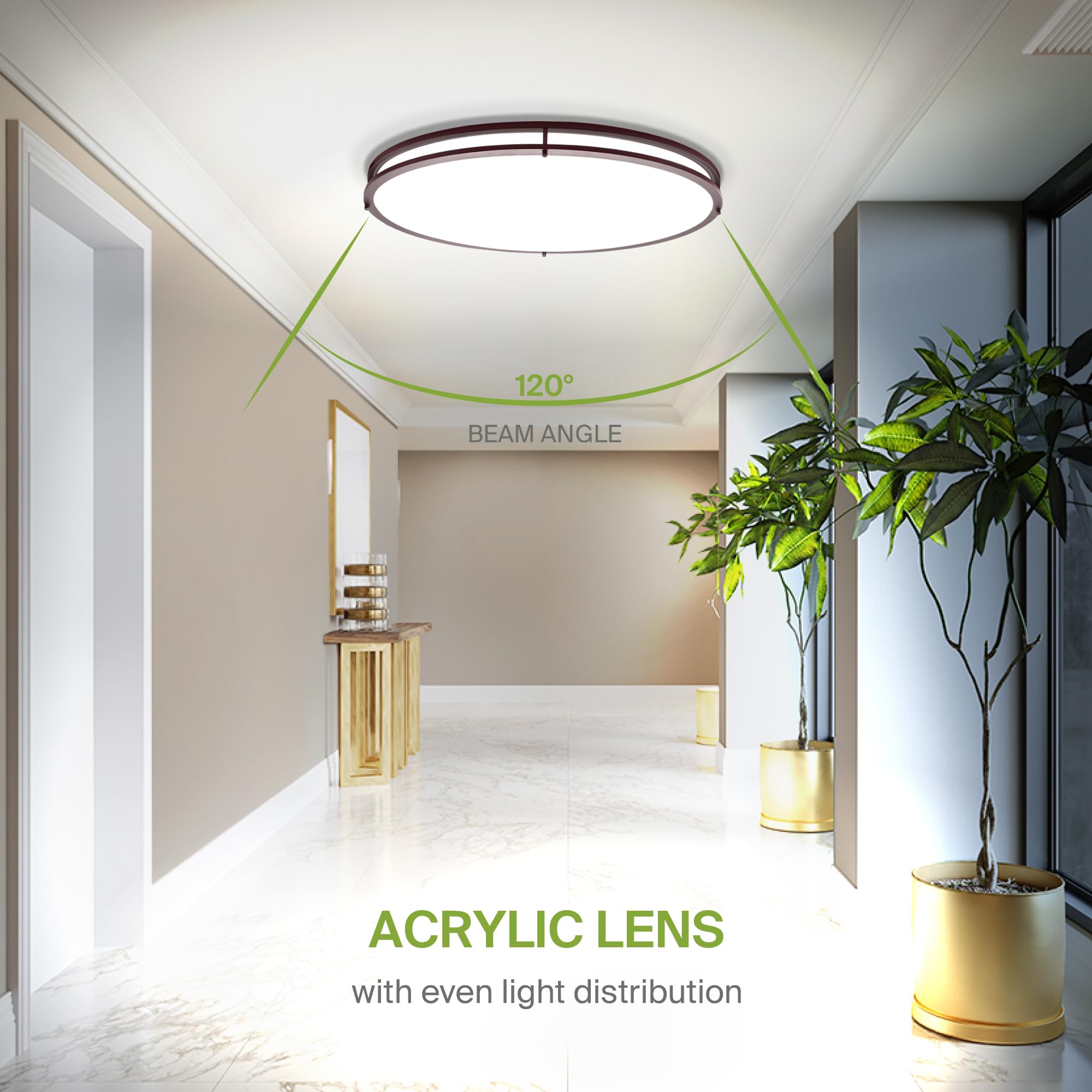 Asd Led 32 Inch Oval Flush Mount Light Fixture, Close To Ceiling Double Ring Lamp | 5Cct, Dimmable, Etl Listed | 50W 3960Lm 2700