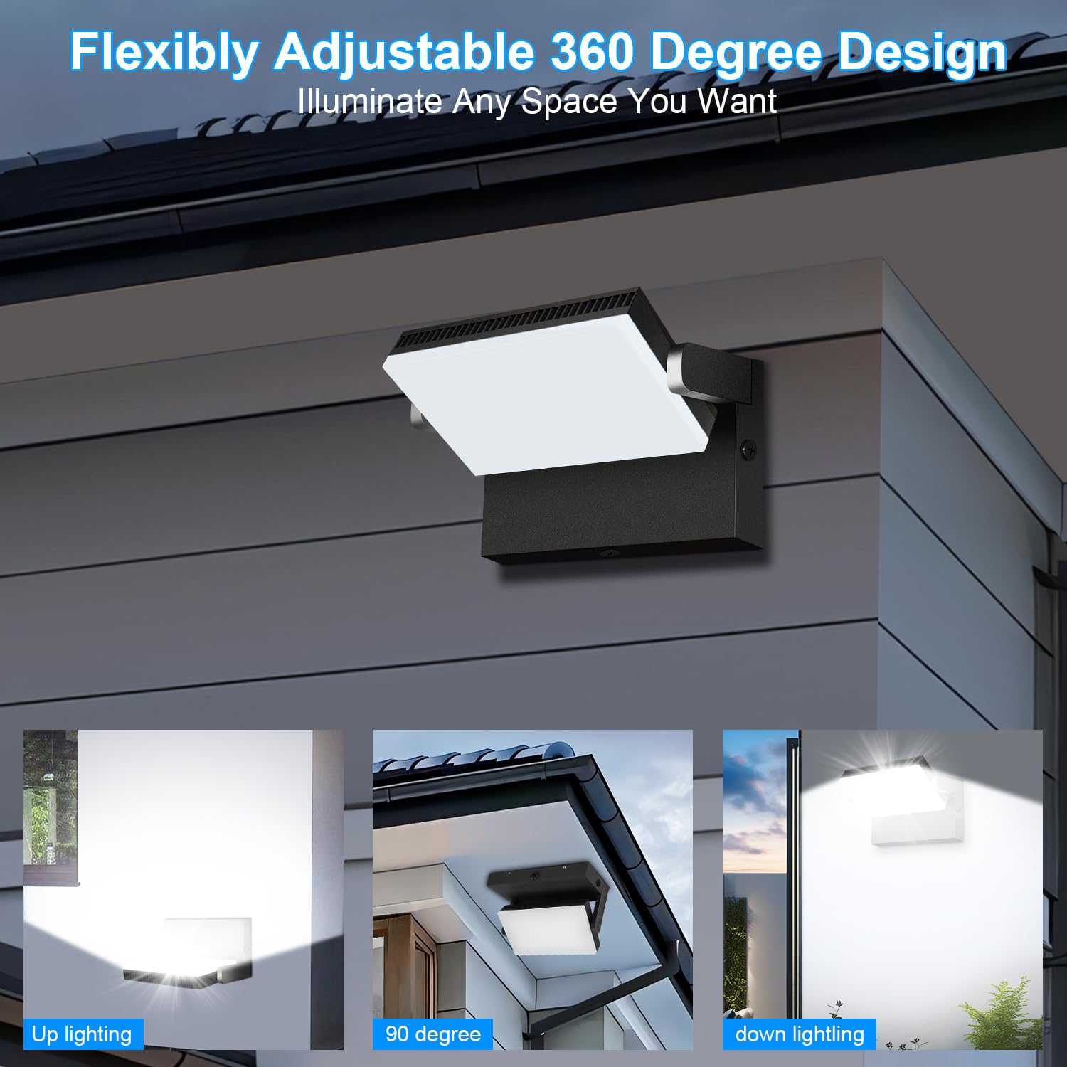 Biritalo Modern Sleek Led Flood Light 120W  360 Rotatable Outdoor Security Areas Lighting  14200Lm 5000K Waterproof Wall Pack For Yard Building Driveway Car Lot (4Pack)