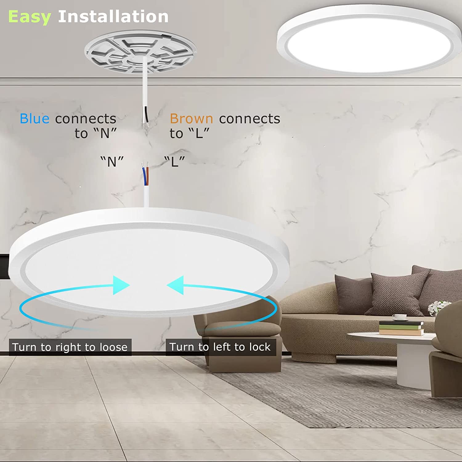 inShareplus LED Flush Mount Ceiling Light Fixture, 32W, 15.7inch, Daylight White, Modern Design