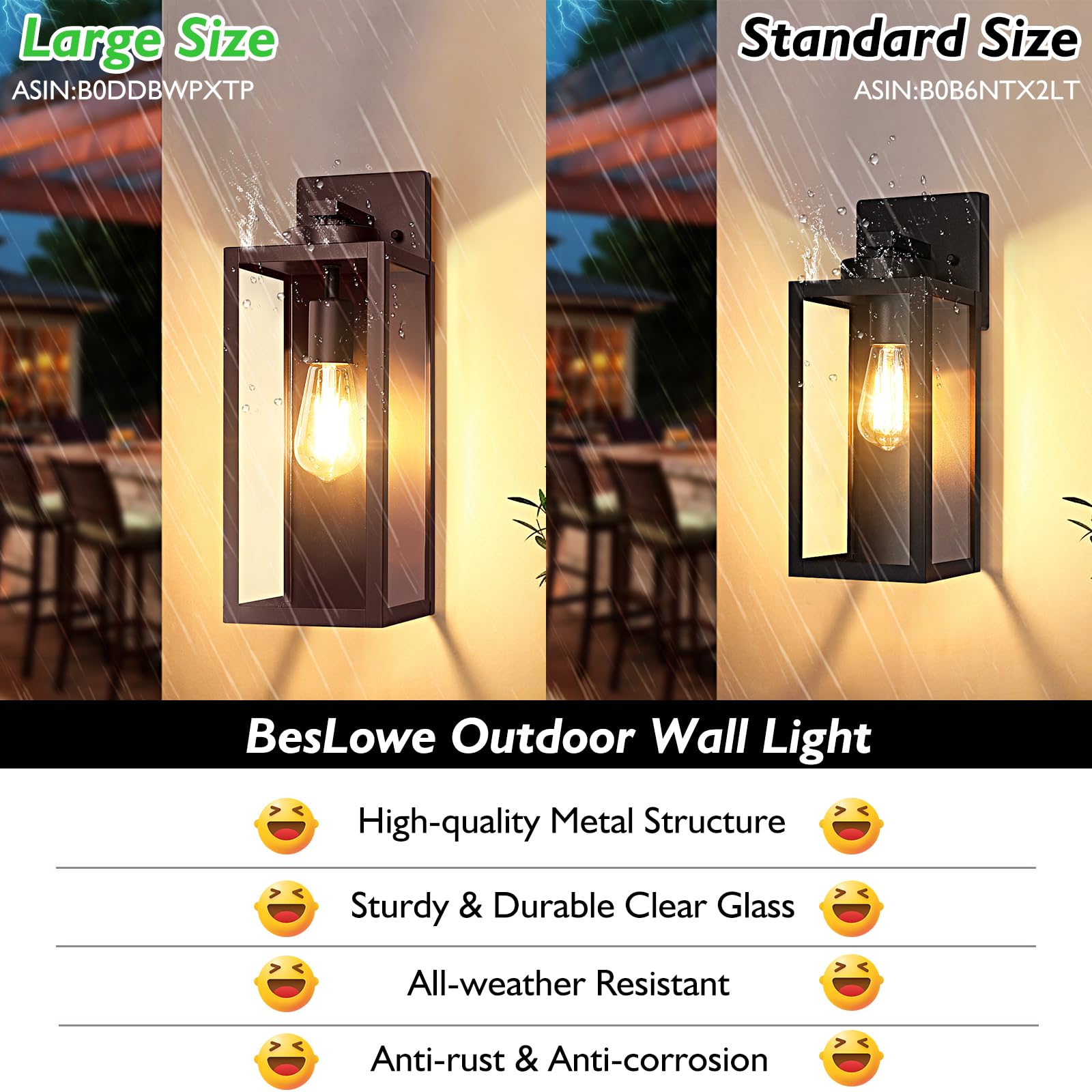 Large Size Outdoor Wall Light Fixture, Exterior Lighting Fixture Porch Sconce Wall Mounted, Waterproof Outdoor Wall Lantern Lamp