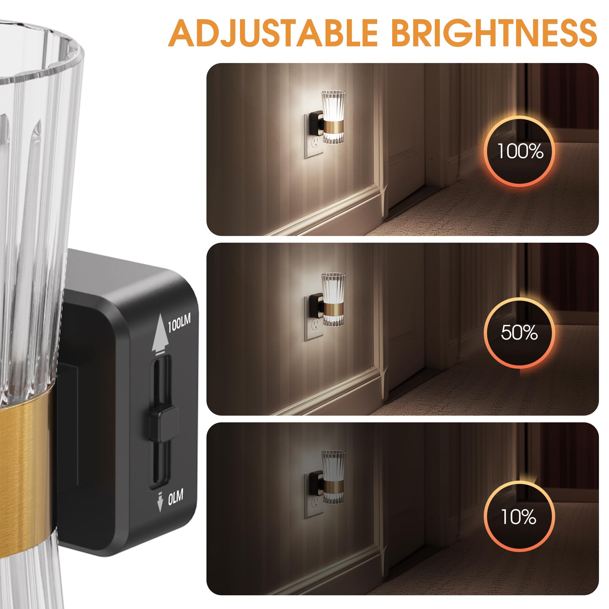 Night Lights Plug Into Wall, Home Decor, Decorative Night Light With Dusk To Dawn Light Sensor, Daylight White 5000K, 0-100Lm Ad