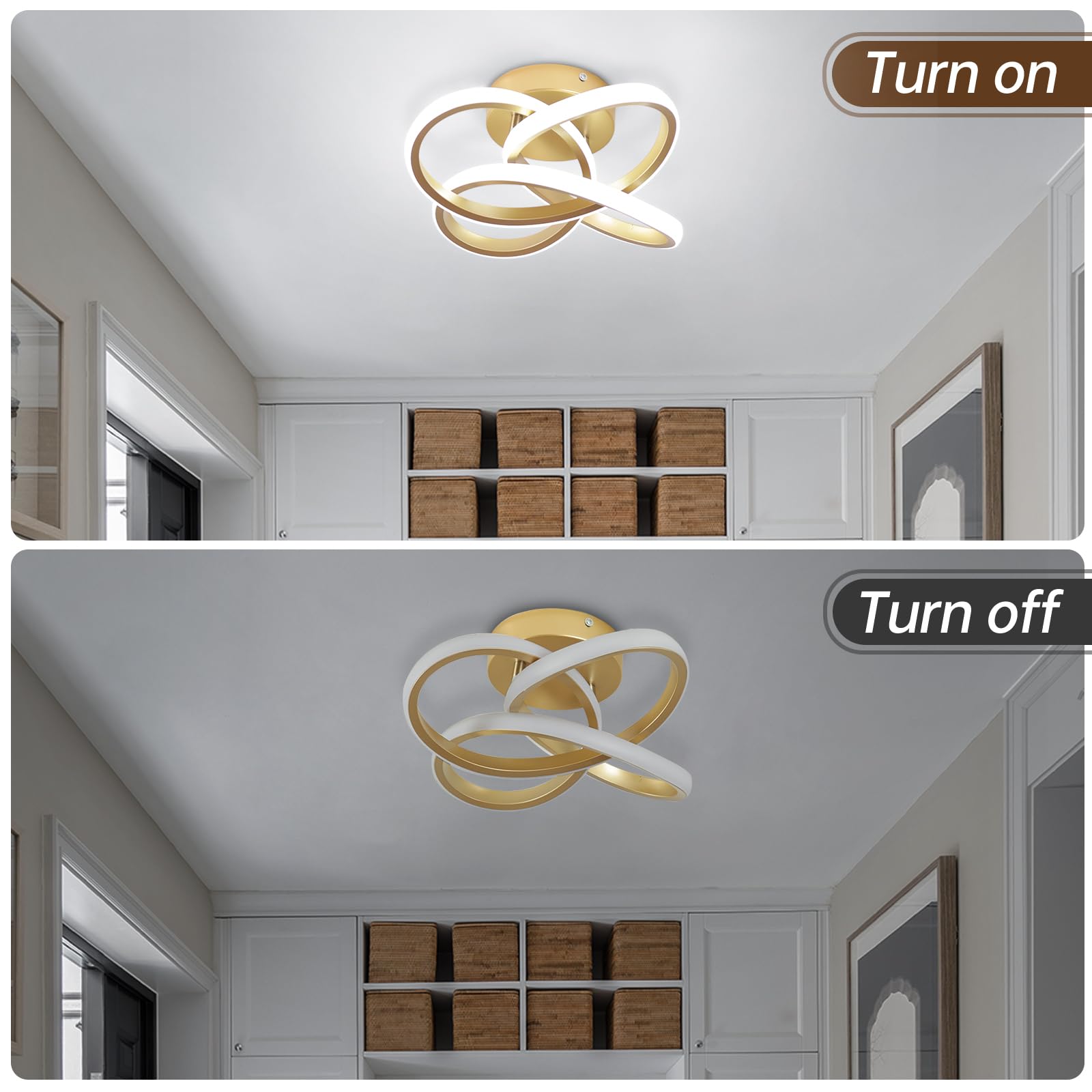 Caneoe Gold Led Hallway Light, 6000K Modern Led Ceiling Light Fixture, Small Close To Ceiling Light For Hallway Corridor Closet