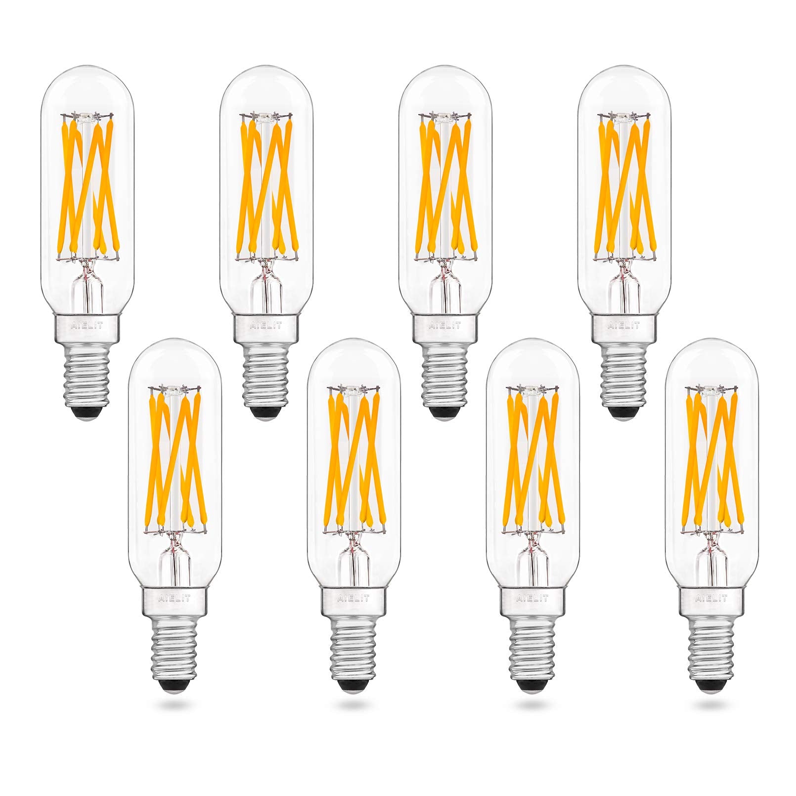 Aielit Led Light Bulbs Dimmable 60-Watt Equivalent, E12 Small Candelabra Base, Tubular Warm White 2700K, 600 Lumens, 6W T8 Antiq
