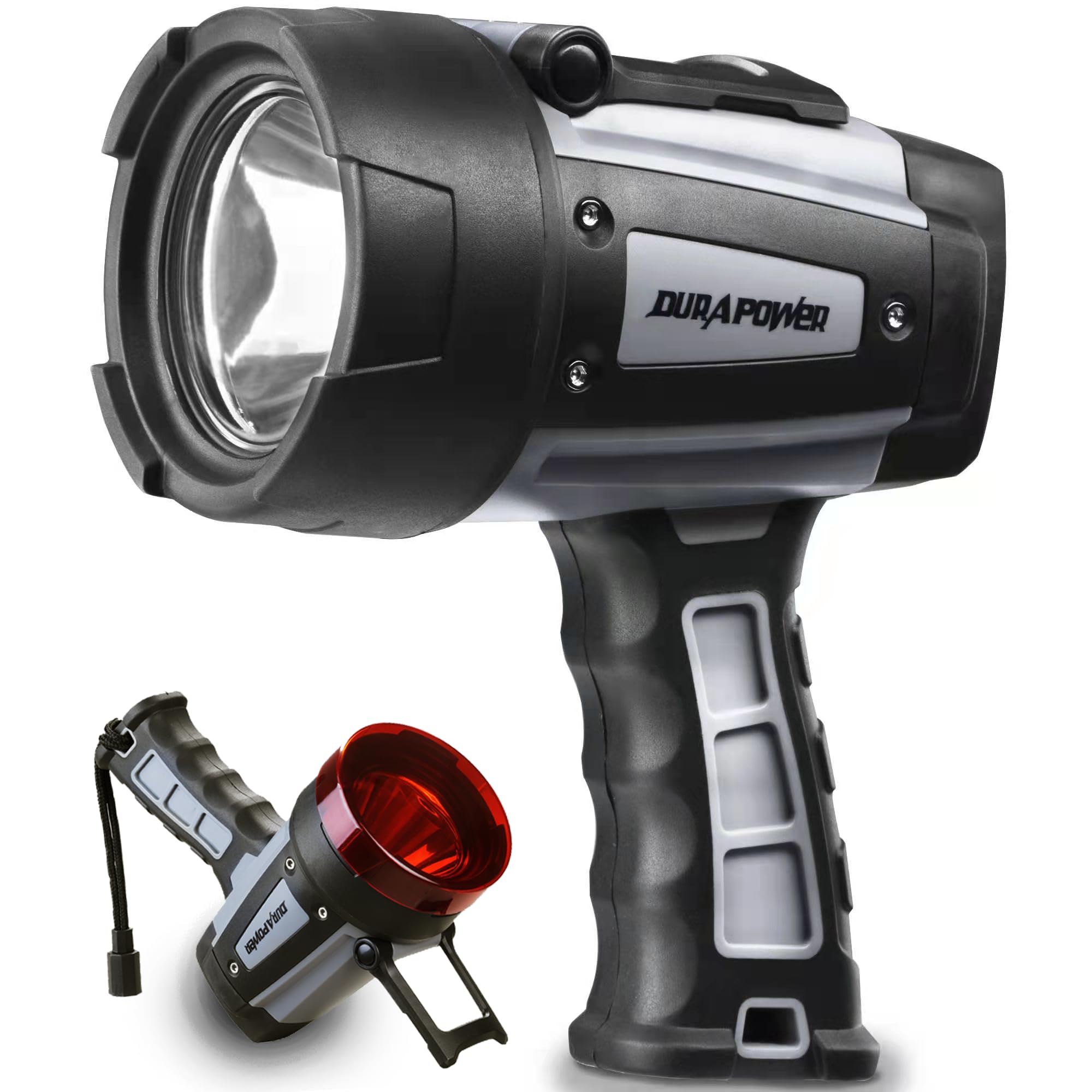 Durapower Rechargeable Spotlight Flashlight, High Lumen IP68 Waterproof Super Bright Handheld Spotlight, 1400ft Range LED Portab