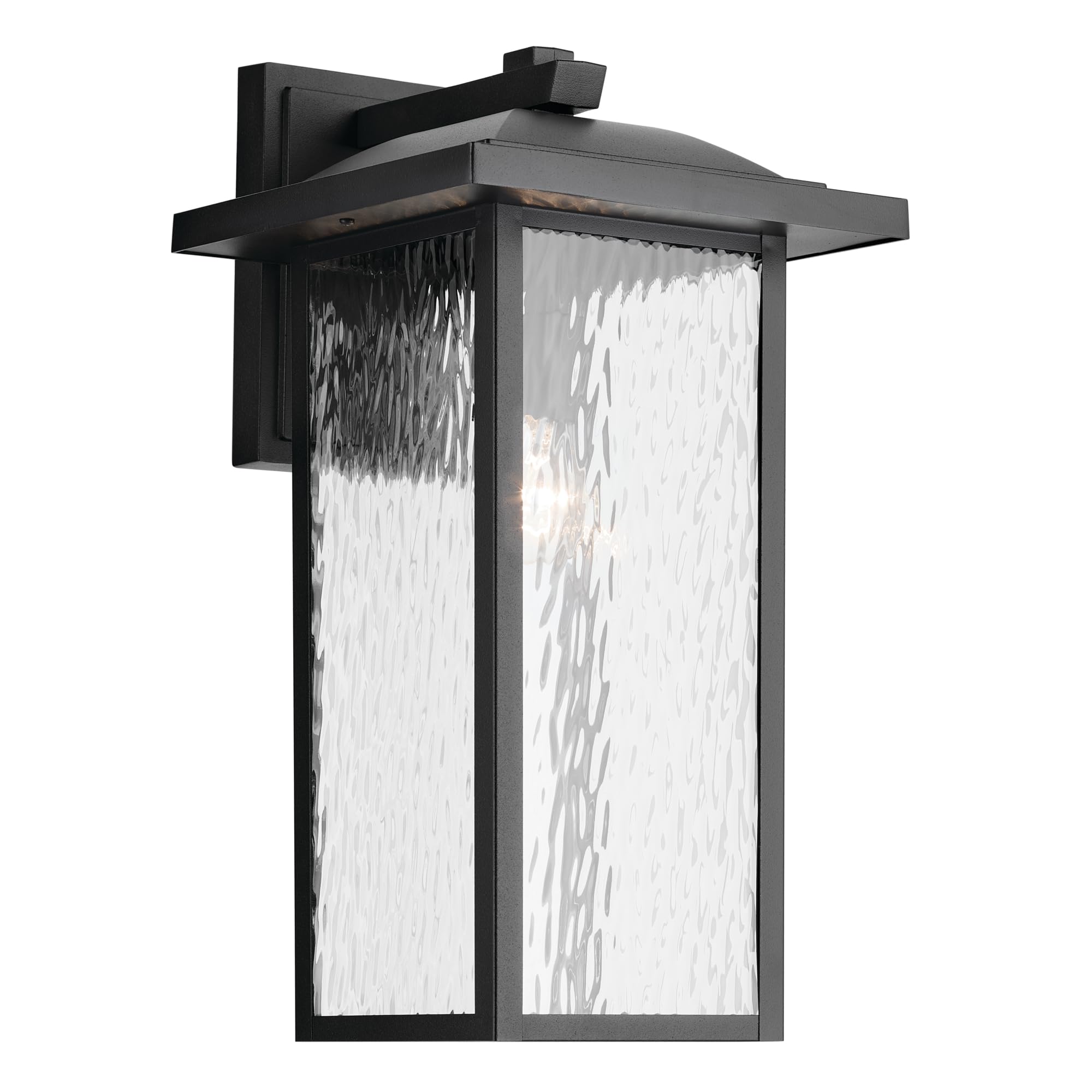 Kichler 20 Capanna 1-Light Extra-Large Wall Light with Clear Water Glass in Textured Black, for Porch, Patio, Garage, Front Door