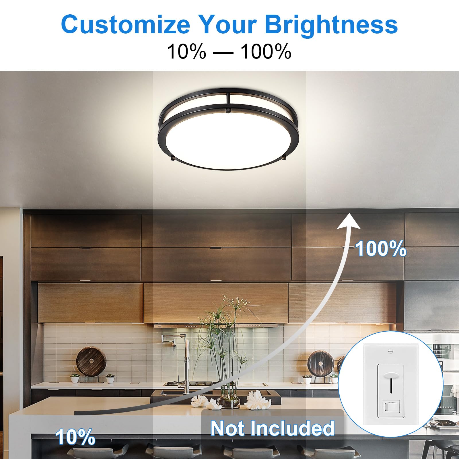 Dllt Flush Mount Led Ceiling Light: 13 Inch 5Cct (3000K-6000K) & Dimmable Ceiling Light Fixtures For Bedroom Hallway - 24W Modern Black Super Bright Kitchen Lighting Fixtures Ceiling