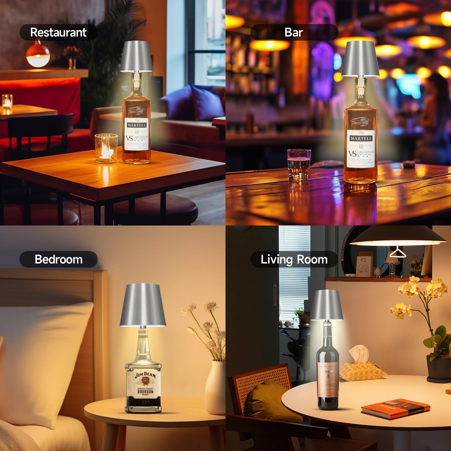 Hoide Wireless Bottle Lamp  Wine Bottle Lights With Touch Dimming  Rechargeable Rgb Table Lamps  Bottle Lamp Shade Waterproof Table Lamp For Bedroom  Bar  Restaurants And Outdoor Use
