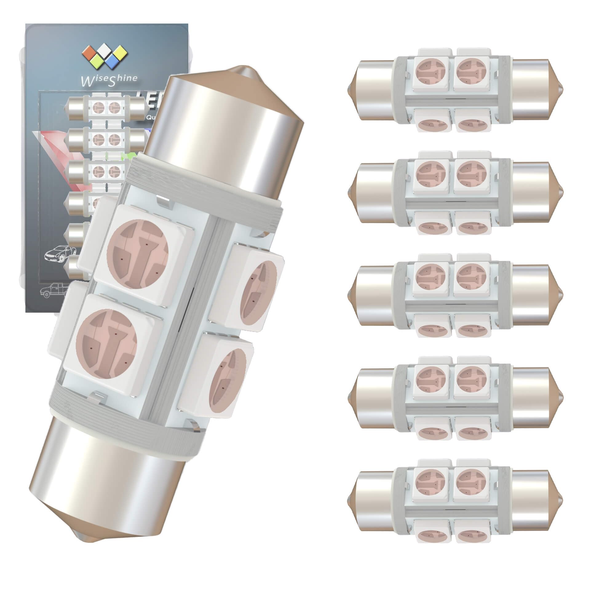 Wiseshine DC 12V 31mm DE3175 LED Bulb Pink Purple DE3021 Festoon LED Car Bulbs for Marine Boat RV Car Interior Map Trunk Lights 