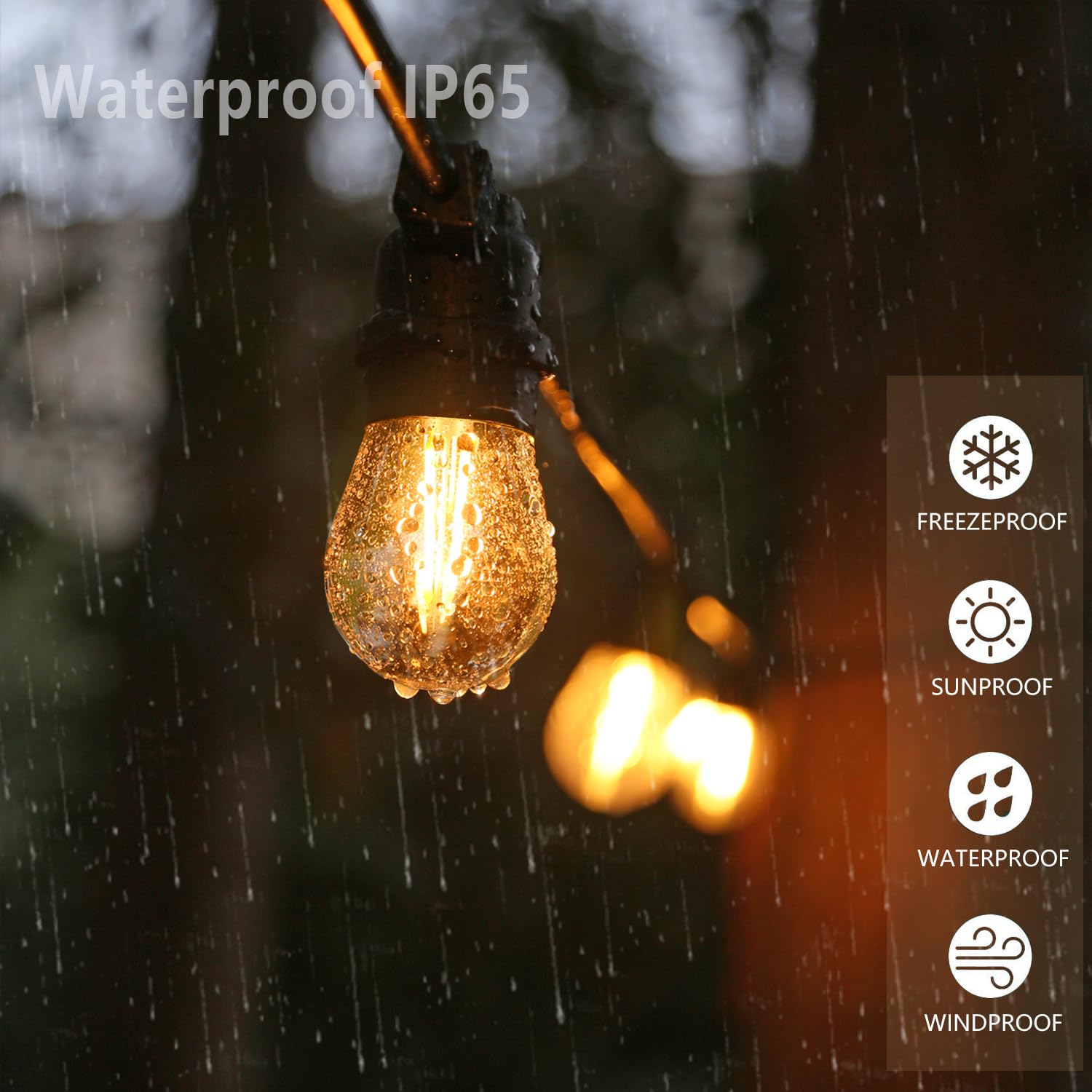 Austin Coast S14 LED Light Bulbs, 2W Shatterproof & Waterproof, E26 Base, Warm White 2200K, 48 Pack