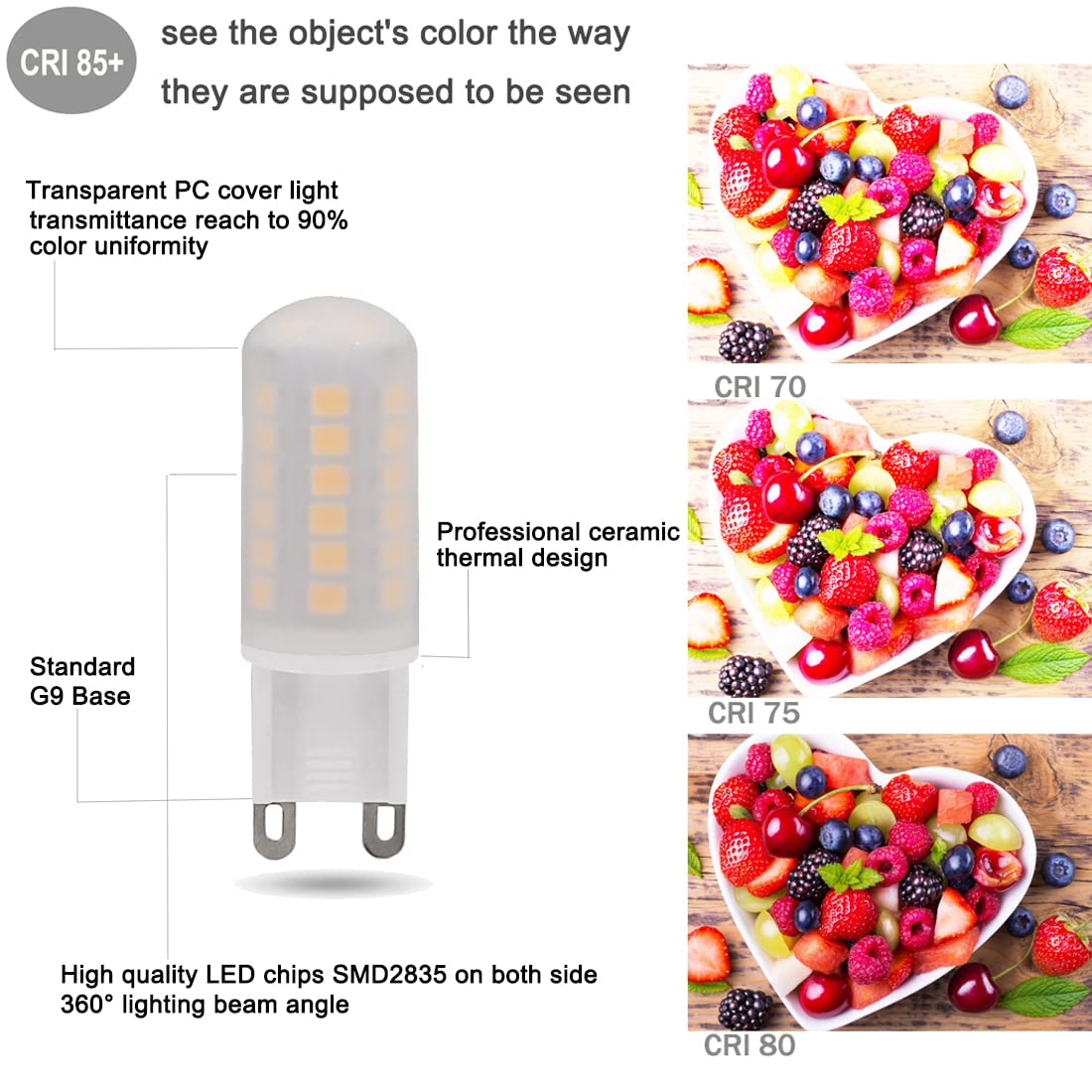 Kakemono G9 Led Bulb Dimmable 4W  40 Watt T4 G9 Halogen Equivalent 120V Chandelier Lighting  Soft Warm White 2700K  5 Pack