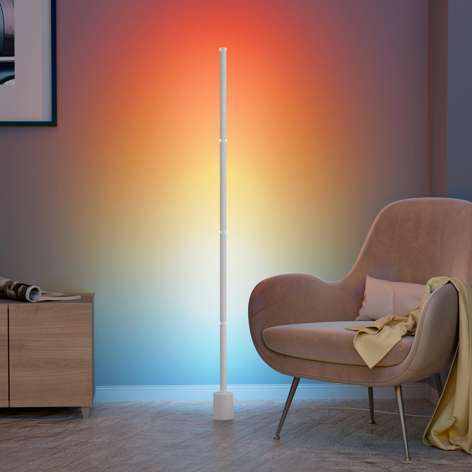 Ailofy Smart Corner Floor Lamp, LED Floor Lamp with Alexa and App Control, 16 Million DIY Colors, Music Sync, DIY Color Modes,Ti