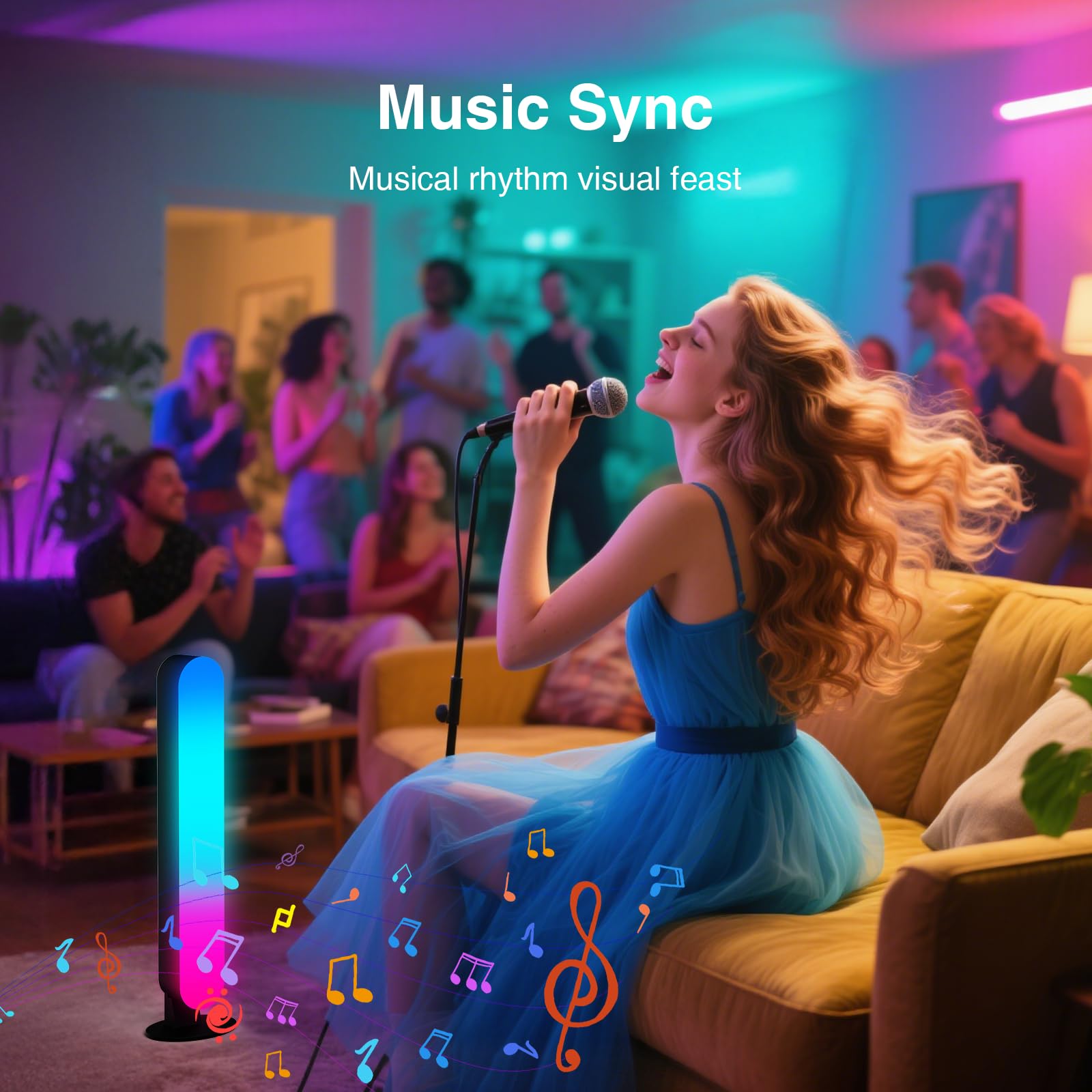 LED Light Bar, Music Synced RGB Light Bars, 16 Million Colors Changing TV Light Bar with Remote &APP Control Timing Function, RG