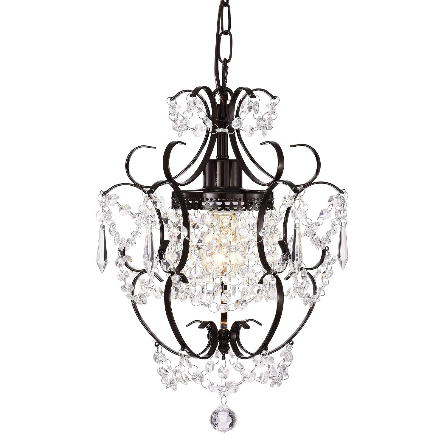 Bronze Chandelier Acrylic Crystals Chandeliers Small Vintage Chandelier 1 Light Antique Chandelier Light Fixtures for Bathroom L