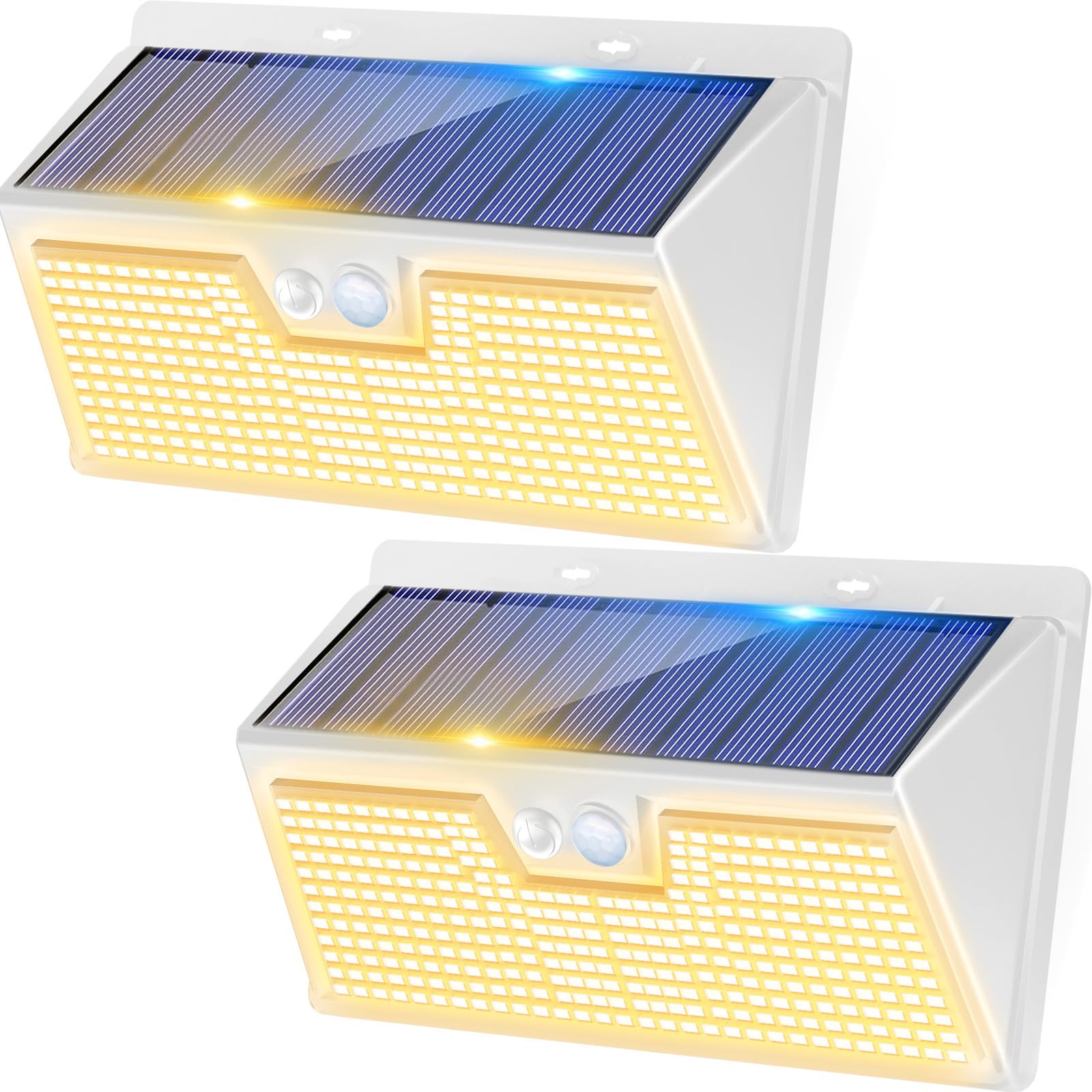 kolpop LED Solar Outdoor Lights, IP65 Waterproof, Motion Sensor, 2 Pack, 7 Inch, White-Warm Light