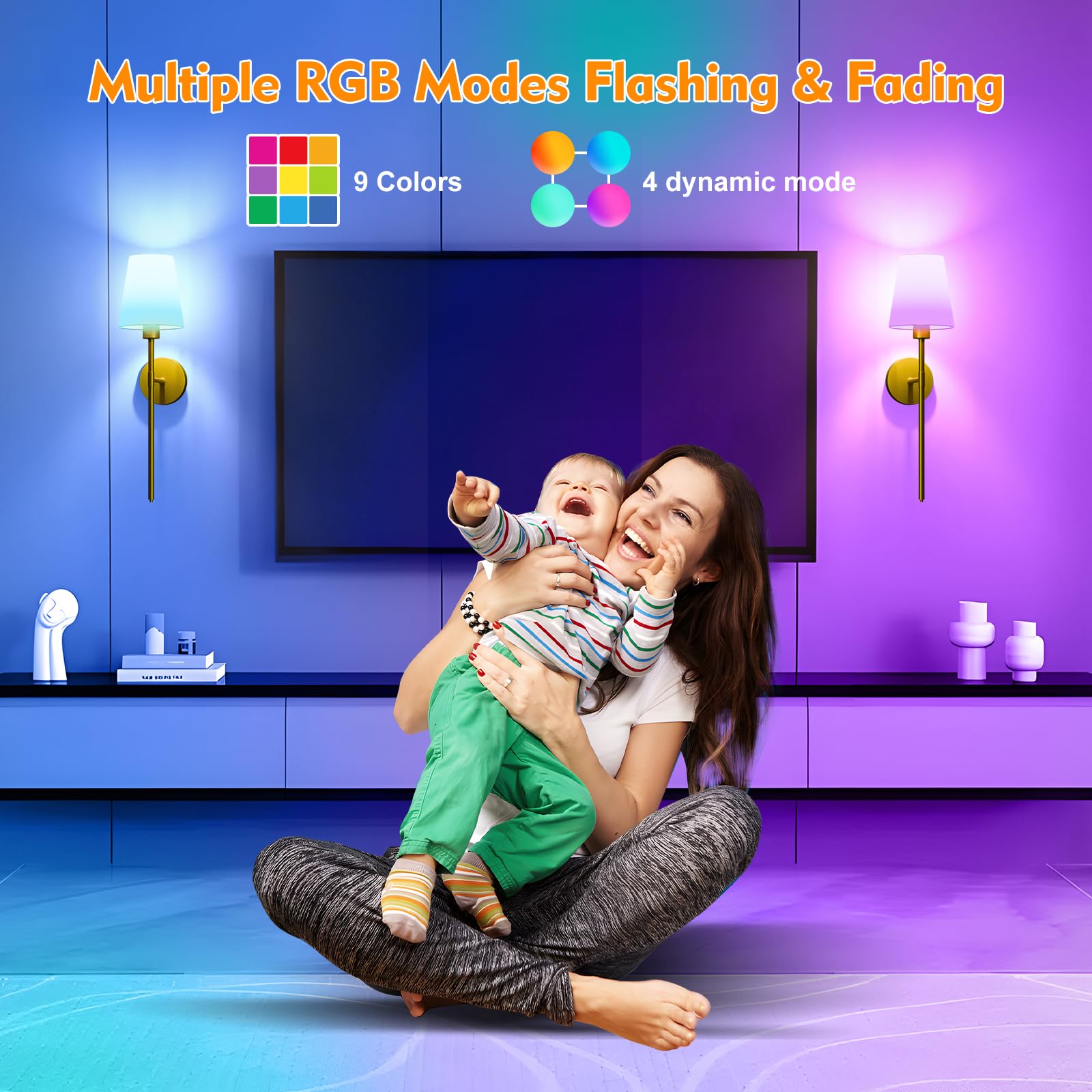 Lightania Battery Operated Wall Sconce Set Of 2, Gold Rechargeable Wall Lights With 5200Mah Dimmable Bulbs And Remote, 12 Color