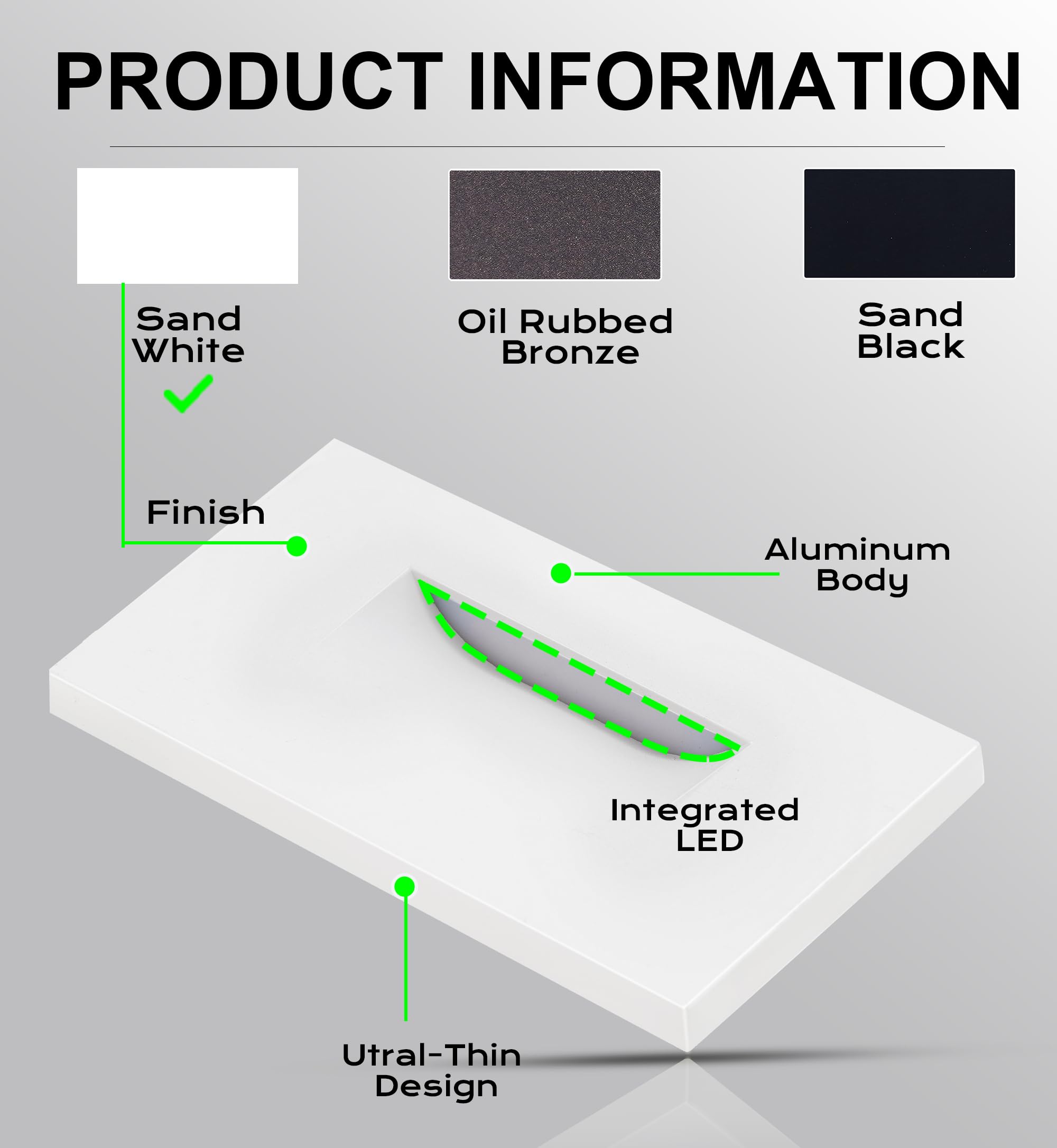 Cloudy Bay 120V 5Cct Dimmable Led Indoor Outdoor Step Light,2700K/3000K/3500K/4000K/5000K,Stair Light,White,Pack Of 6