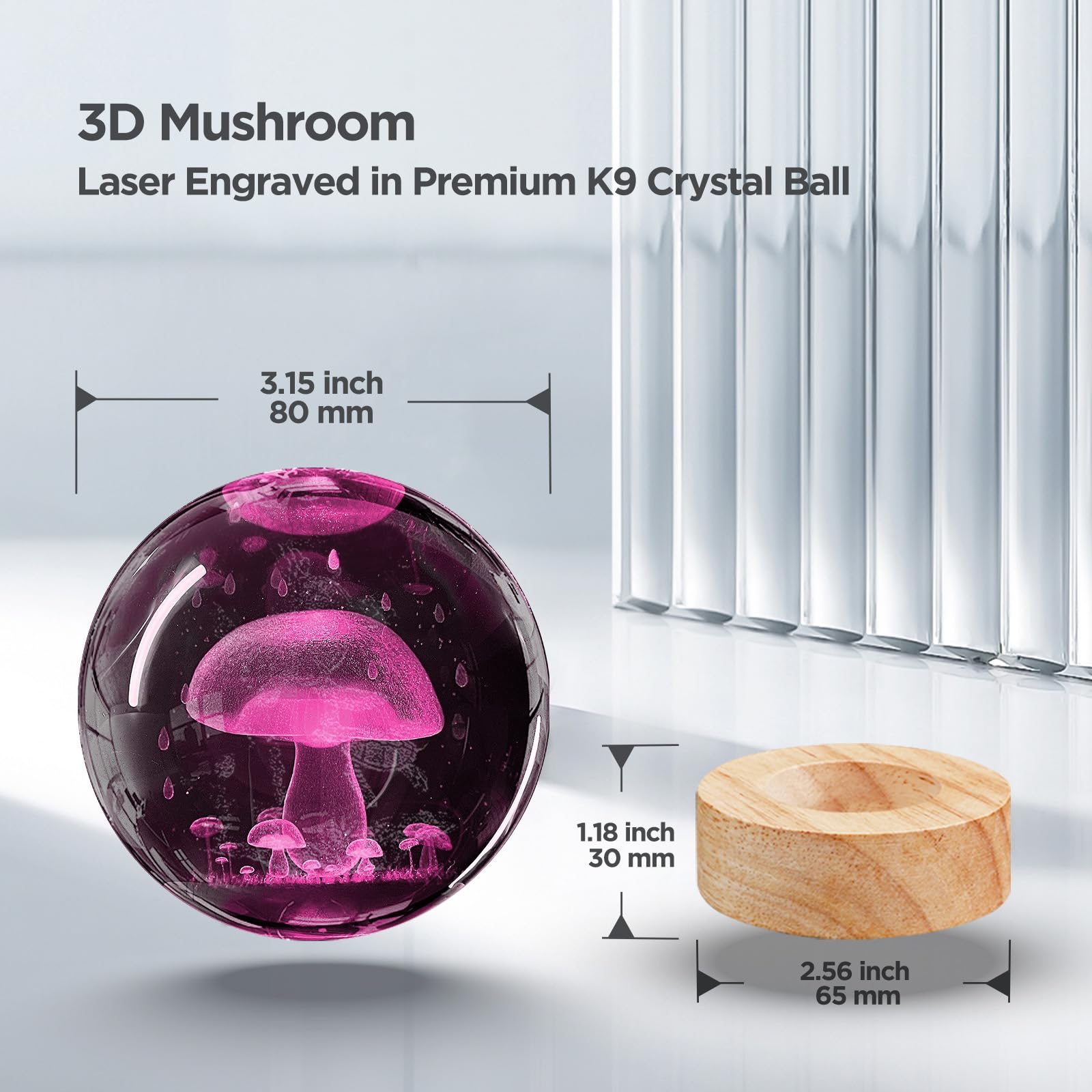 Dcoriuntg 3D Crystal Ball Night Light With Remote - Upgraded 3.15 In Mushroom Glass Ball Lamp With 16 Color Wooden Led Base Cute Room Table Lamp Decor Gifts For Kids  Teens  Women