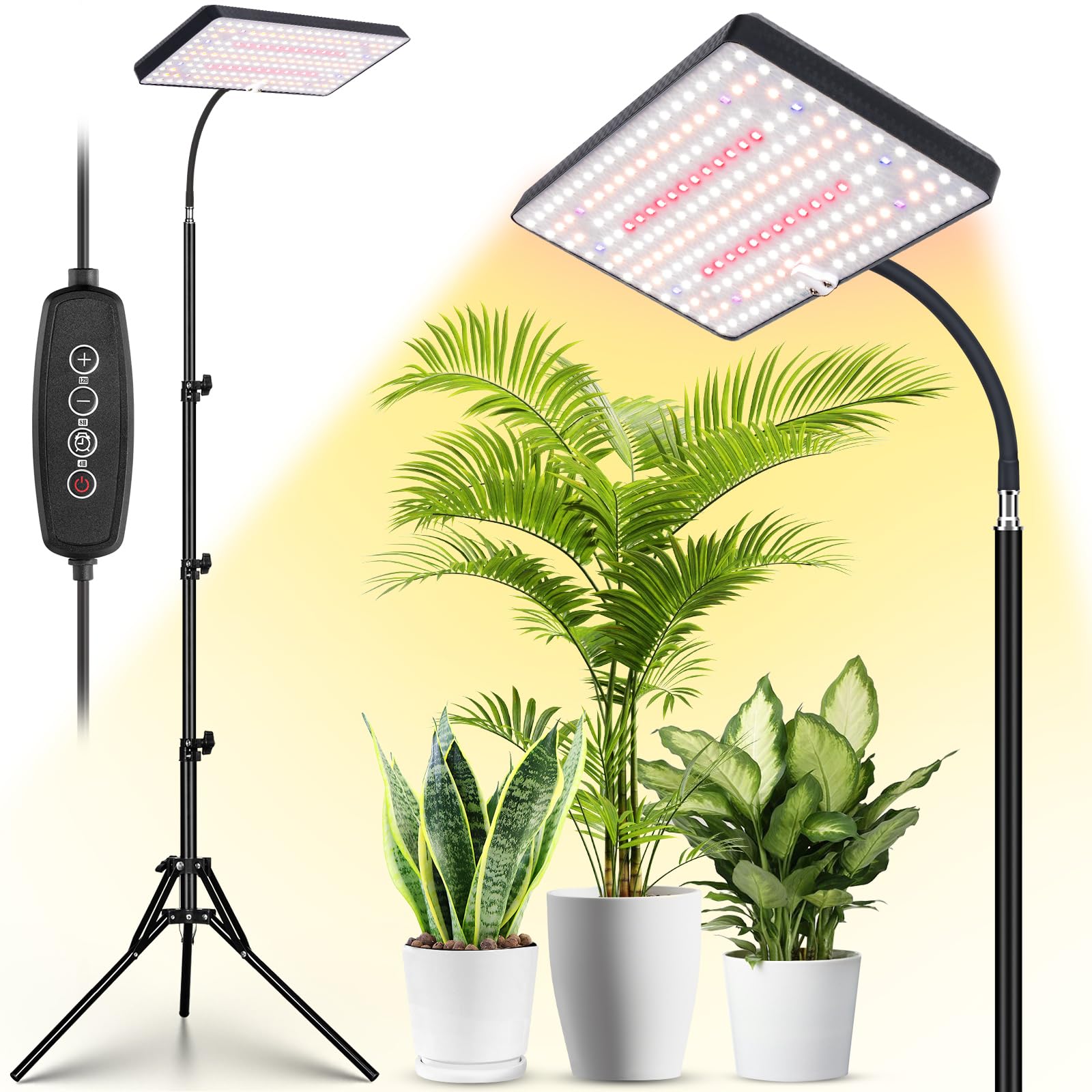 2024 Lbw Grow Lights For Indoor Plants Full Spectrum With Stand,214 Leds Standing Plant Lights For Indoor Growing,Floor Grow Plant Lamp With 4/8/12H Timer,6 Brightness Levels,75&quot; Adjustable Tripod