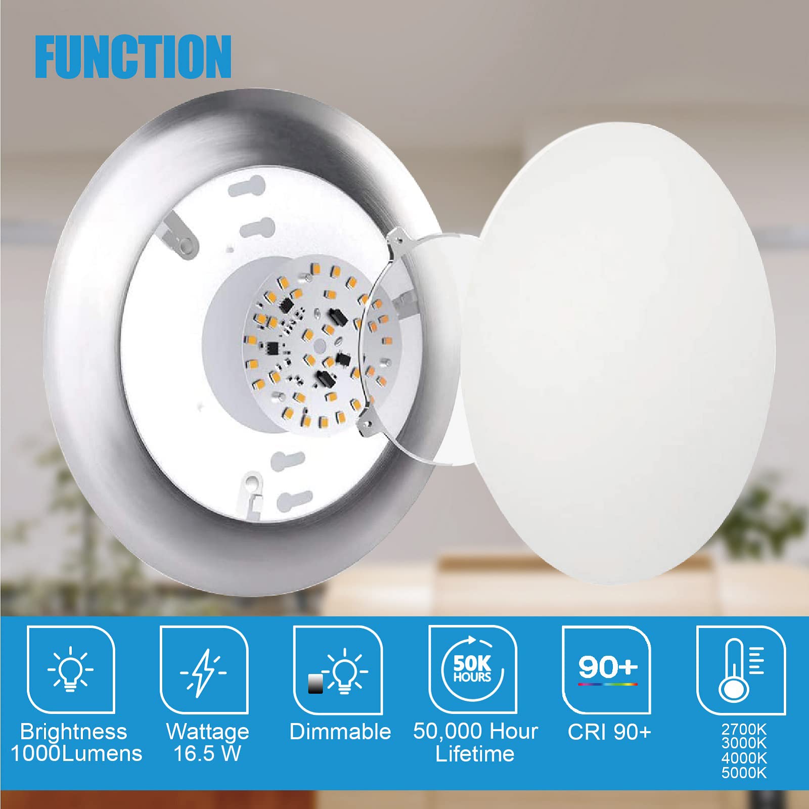 ECOELER 10 Pack 6 Inch LED Downlight, 16.5W 1000Lm, 5000K Day Light, Brushed Nickel Finish, Model CDR616D