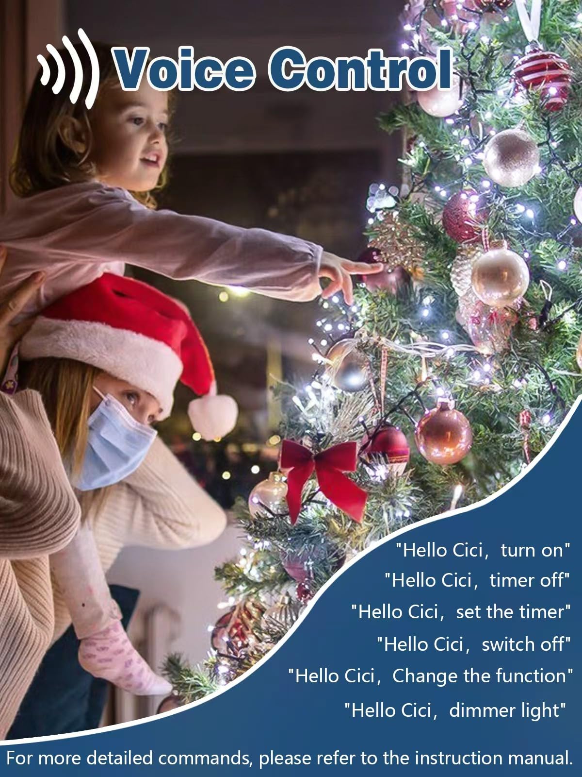 Voice Controlled Christmas Lights With Remote  165 Ft 500 Led String Lights Indoor Outdoor With 12 Modes 3 Timers  Dimmable Twinkle Light Plug In Waterproof For Xmas Tree Party Decor  Cool White