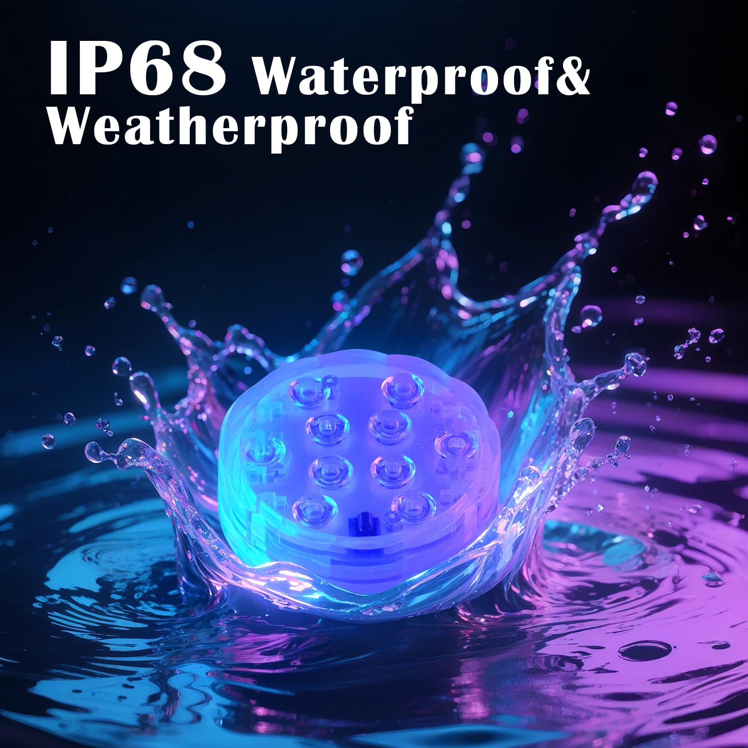 QCLTY Shower Light Waterproof, Wireless Battery Operated LED Bathroom Lights, Waterproof RGB Shower Lamp with Remote, Bathtub Li