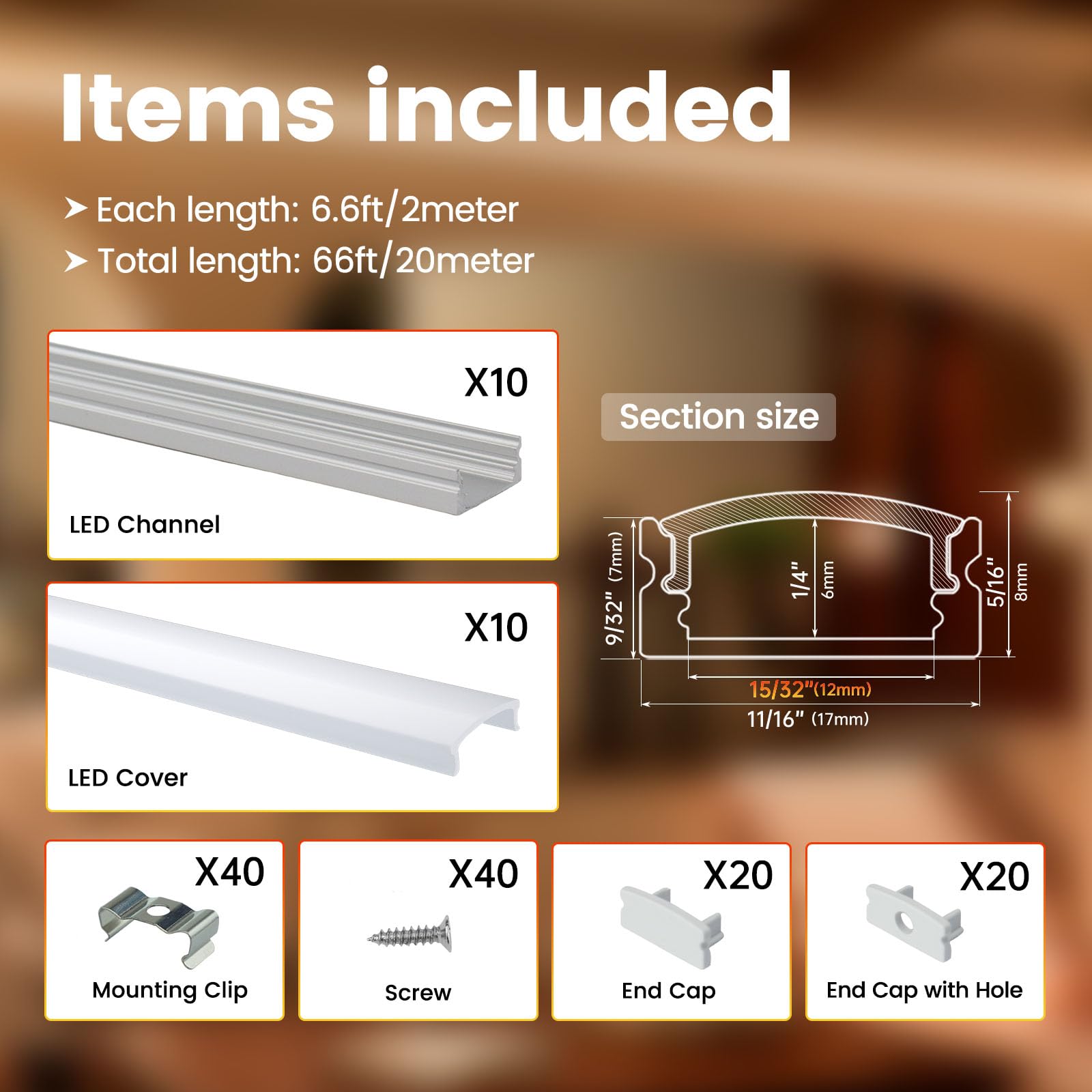 Muzata 10Pack 6.6Ft/2M Silver Led Channel With Milky White Cover Led Strip Channel Led Diffuser Led Diffuser Channel Led Strip L