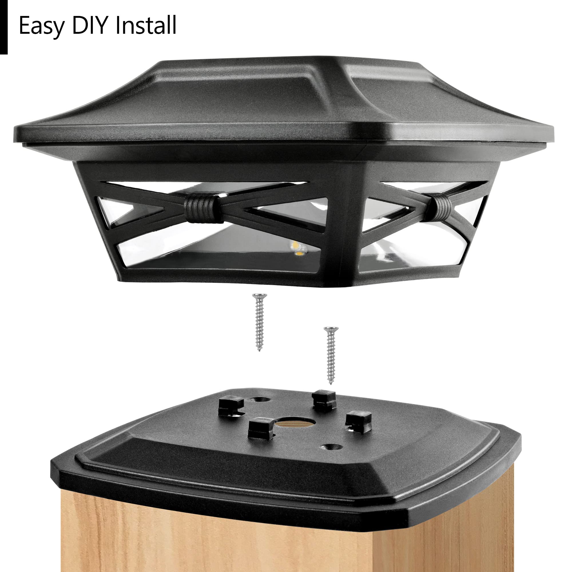 Davinci Lighting Flexfit Solar Post Cap Lights - Bright LED, Slate Black, 1 Pack - Fits 4x4, 5x5, 6x6 Wooden Posts, Model DL104