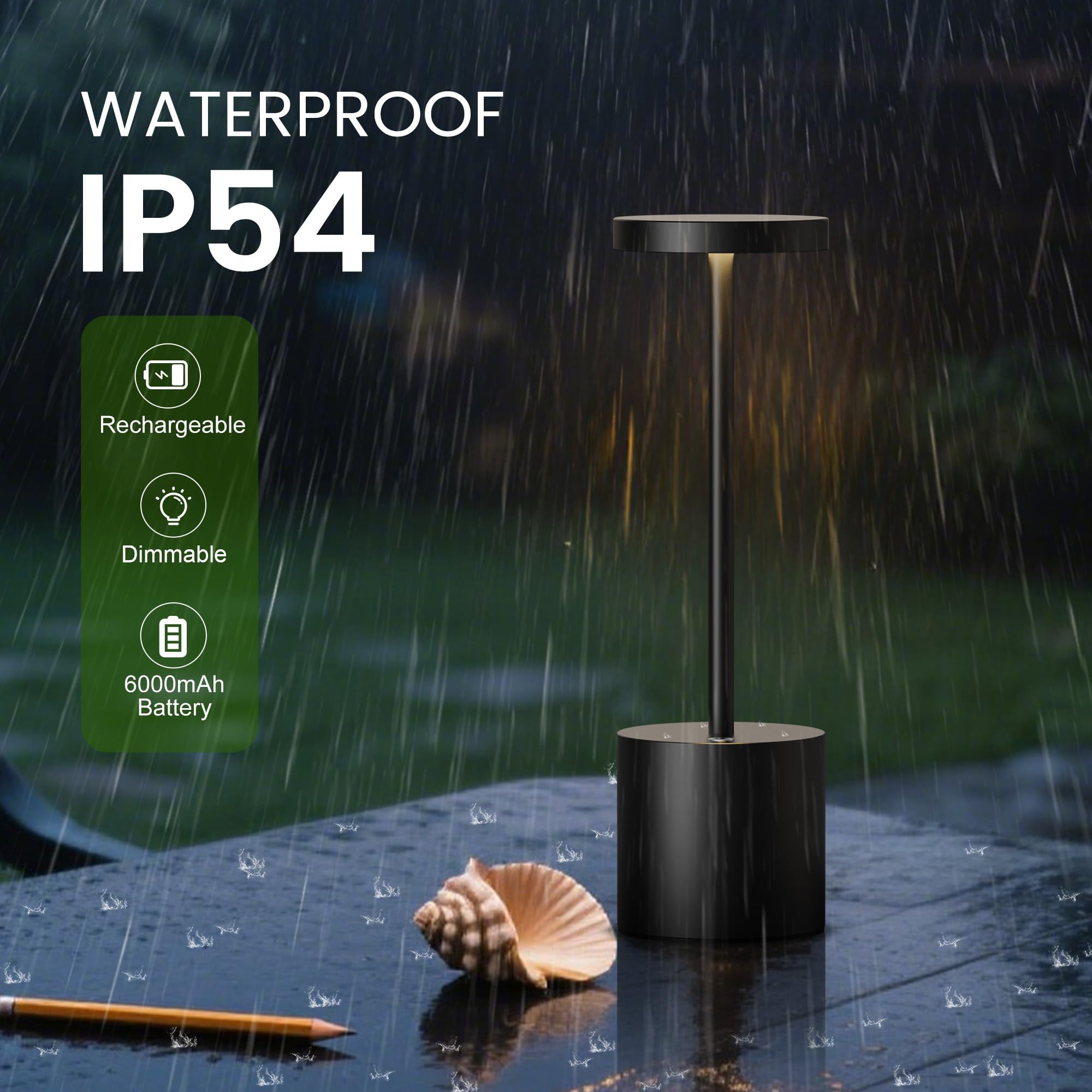 SAKRINGT Cordless Table Lamp Rechargeable,5000mAh Battery Operated Portable LED Table Light,Dimming Desk Lamp for Patio/Restaura