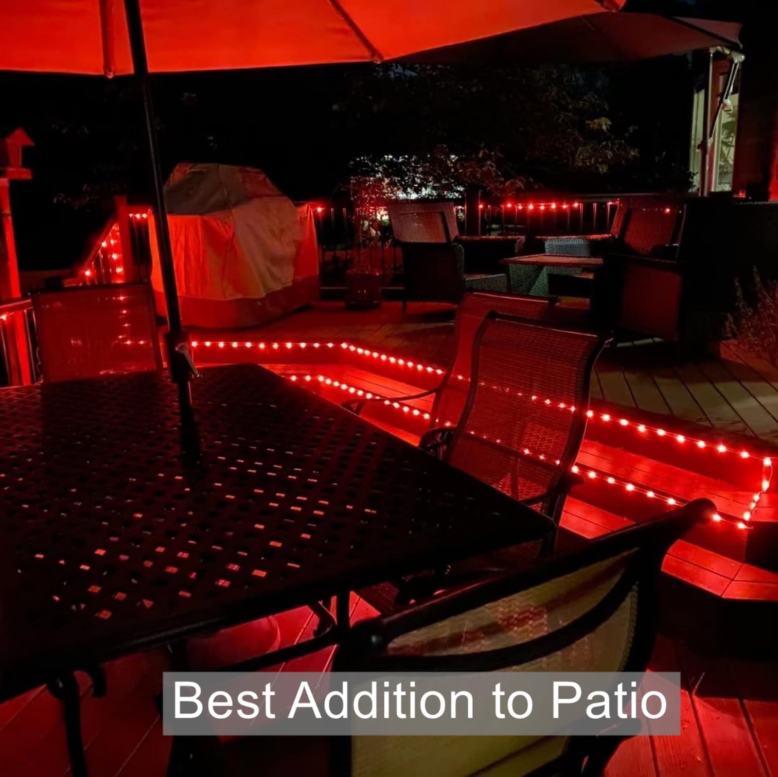 Qitong Red Solar Rope Lights, 2 Pack Each 33Ft 100 Led Solar String Lights, 8 Modes Clear Pvc Tube Rope Lights Outside For Garde