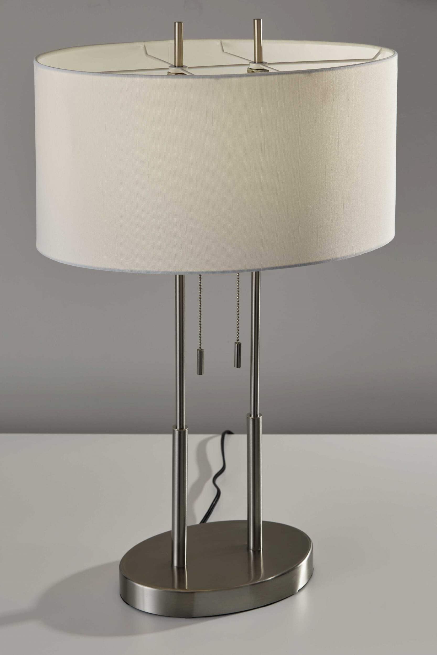 Homeroots Lighting 17&quot; X 6.5&quot; X 27&quot; Brushed Steel Metal Table Lamp