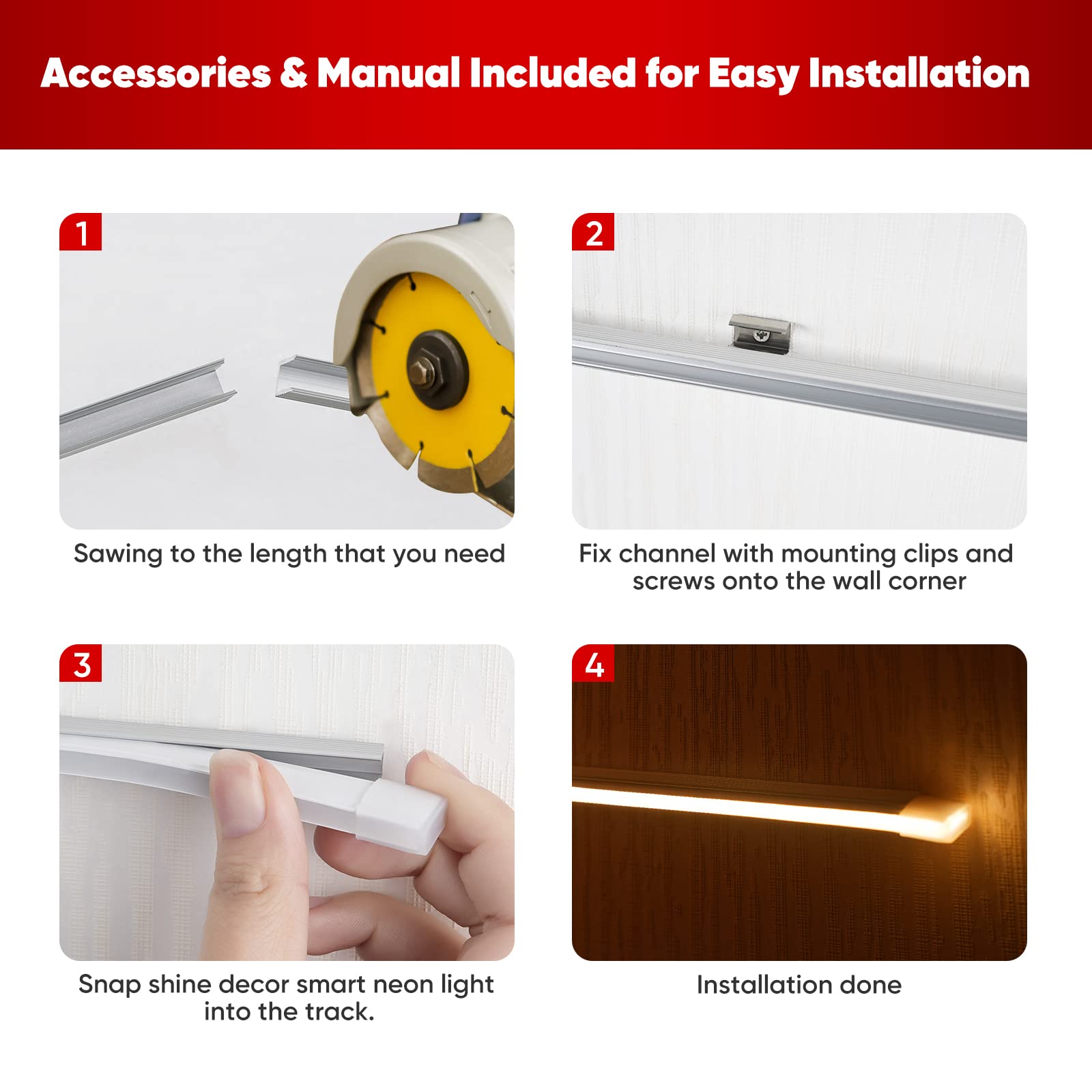 Shine Decor Aluminum Channel Track Mounting Bracket for LED Strip Lights, 3.3FT, Pack of 5