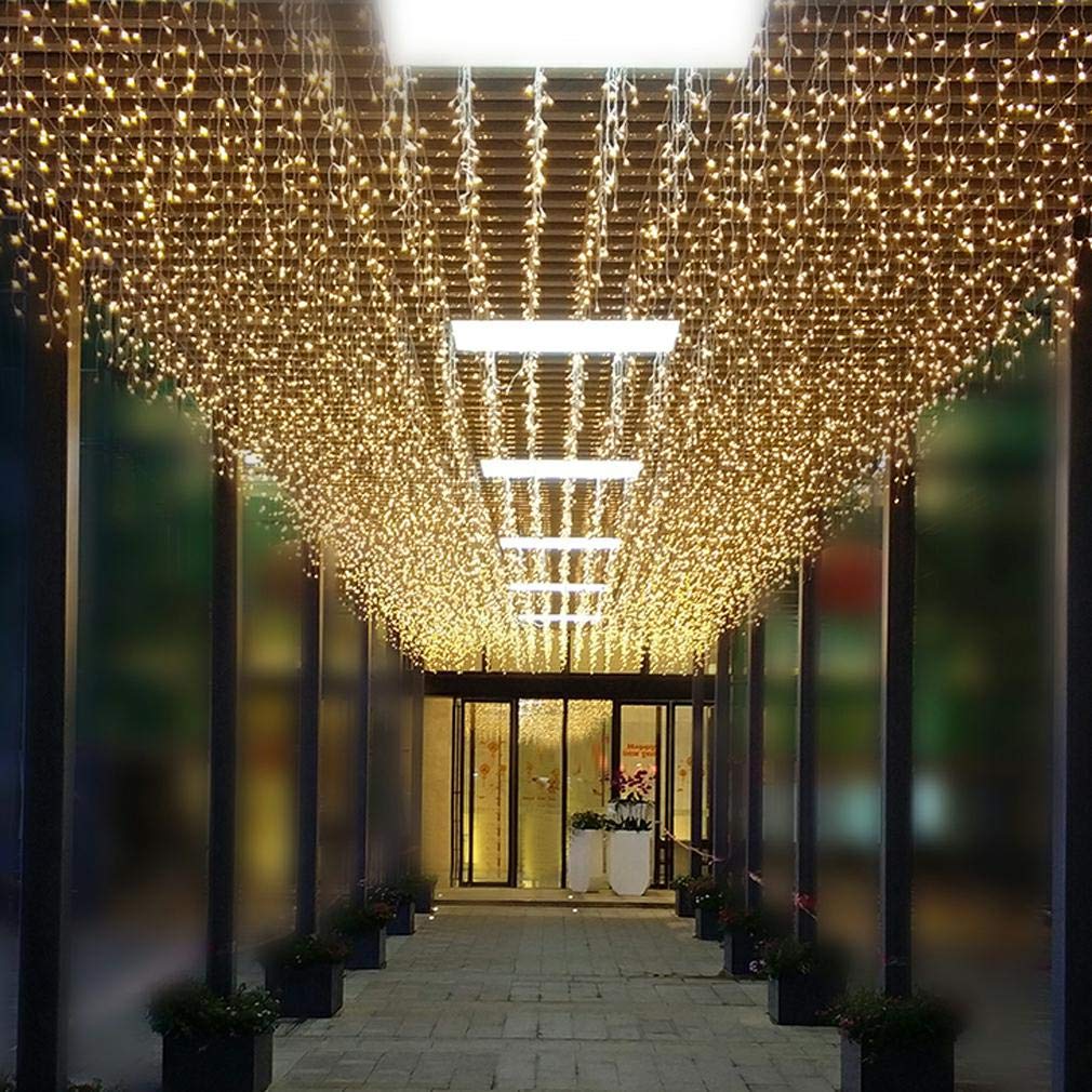 ZIMINGU Icicle Curtain Lights, 96 LEDs, 13FT, Warm White, Low Voltage, Indoor/Outdoor Fairy String Lights for Diwali and Christmas Decorations
