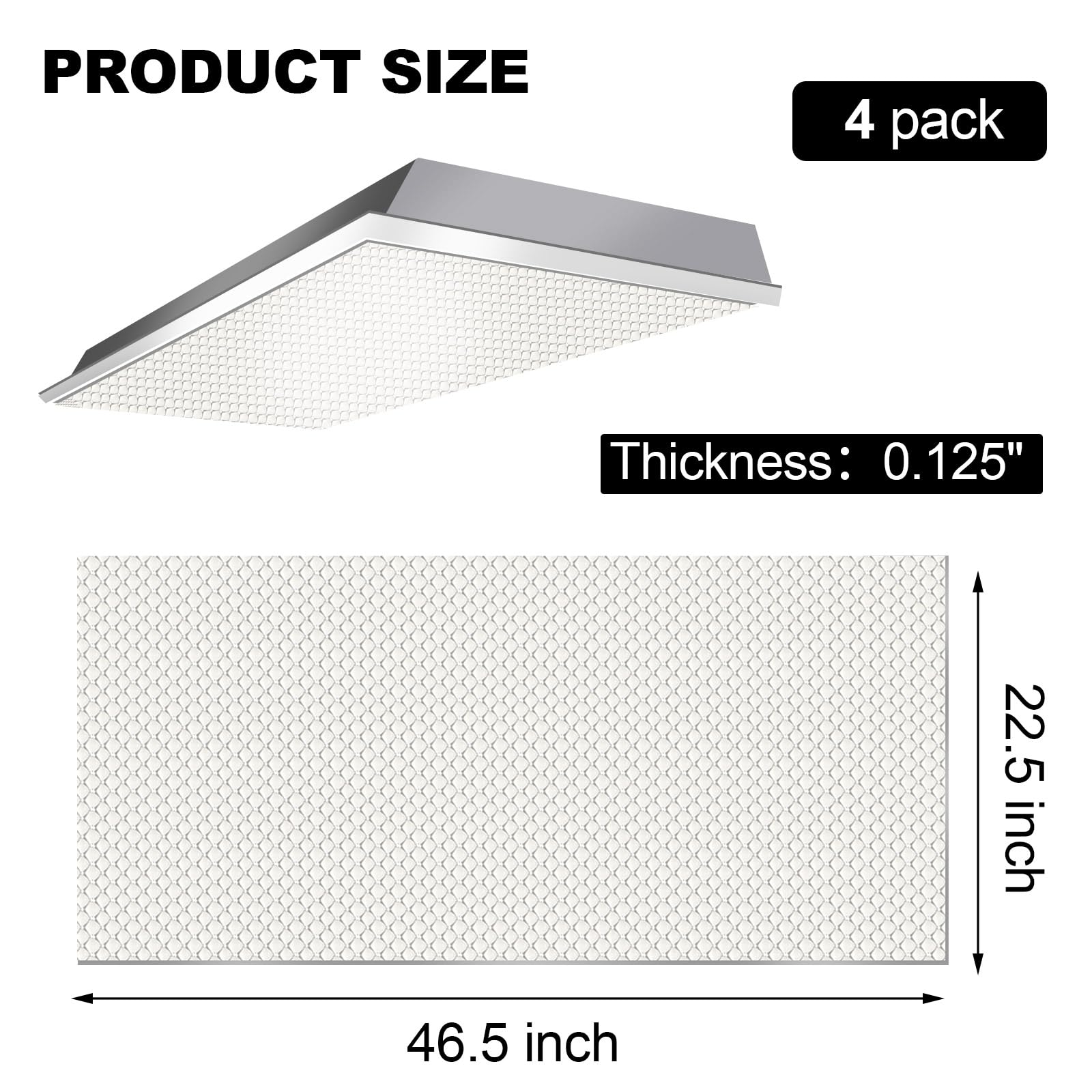Frienda Fluorescent Light Cover Panels, Clear Acrylic, 22.5in x 46.5in x 0.12in, 4 Pcs Replacement for Overhead Lighting Fixtures
