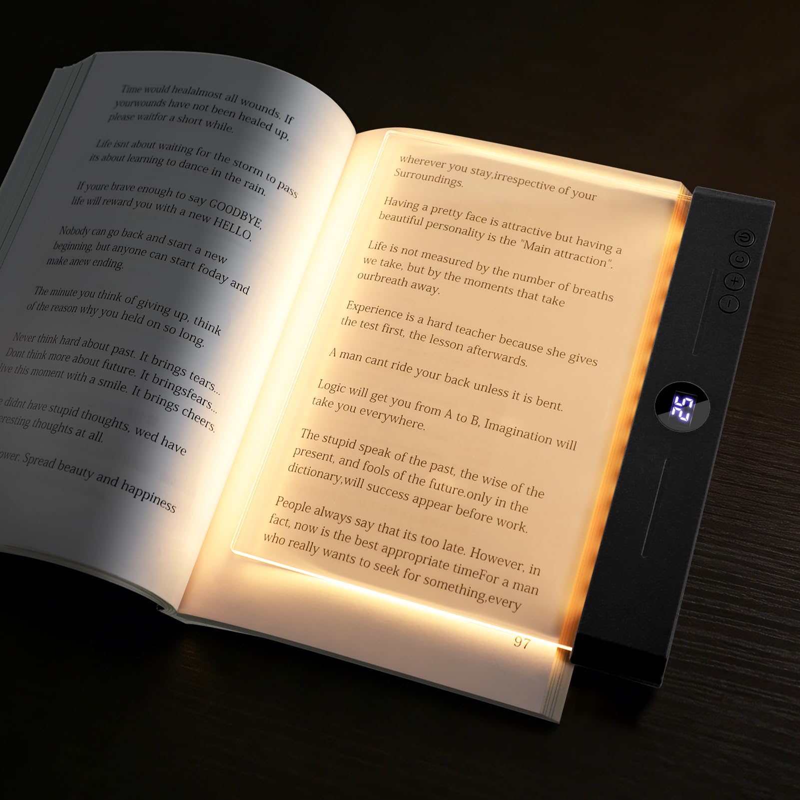 Suteng Book Light, Rechargeable Clear LED Flat Reading Light for Reading in Bed at Night with 3 Colors & Timer, Dimmable Full Pa