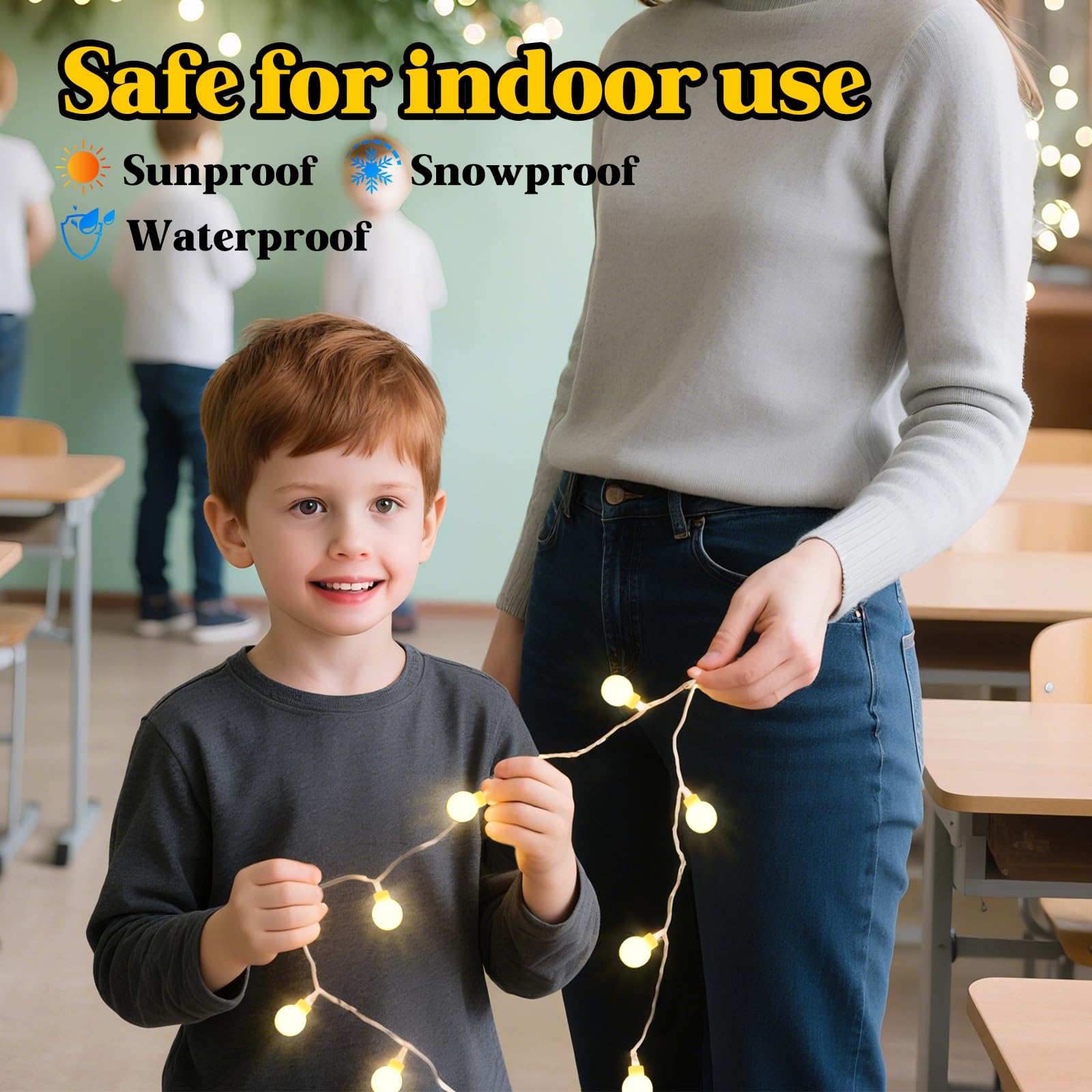 200 LED Hanging String Lights for Classroom - 66ft Plug in Fairy Lights with 8 Modes,Warm White String Lights for Classroom Deco