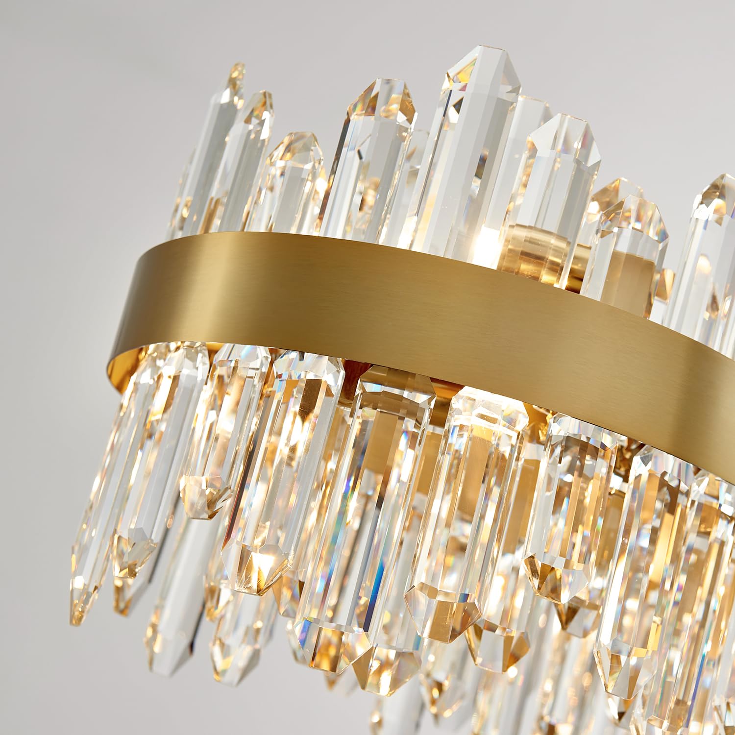 LIZZTREE Gold Crystal Chandelier, 24-Lights Modern Pendant Light, L45.3'' Rectangle, Ideal for Dining Room & Kitchen, Model LIZZ-8019-L1150GD