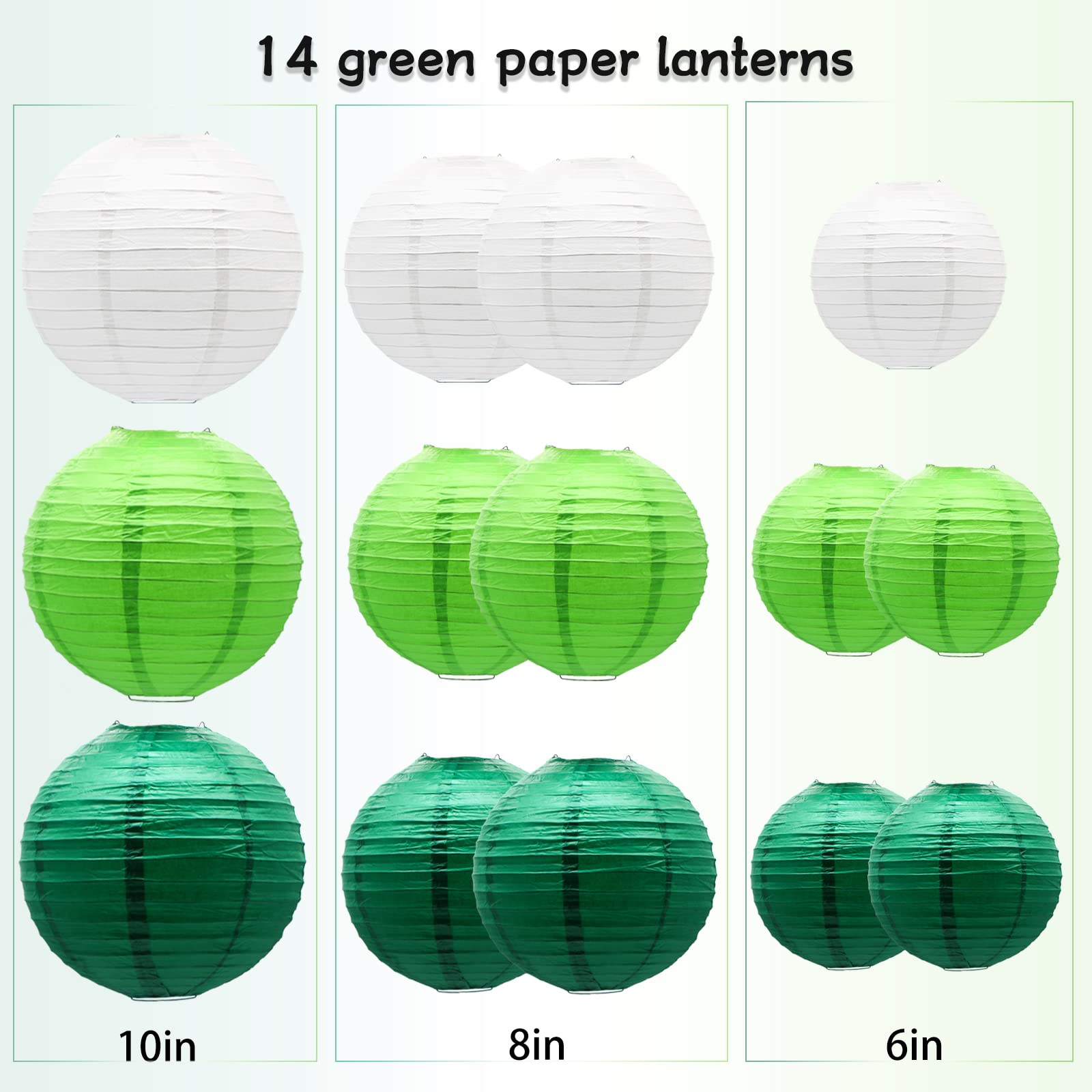 Round Chinese Paper Lanterns Decorative 14Pcs Wedding Birthday Party Valentine'S Day Baby Showers Decoration Violetround Green