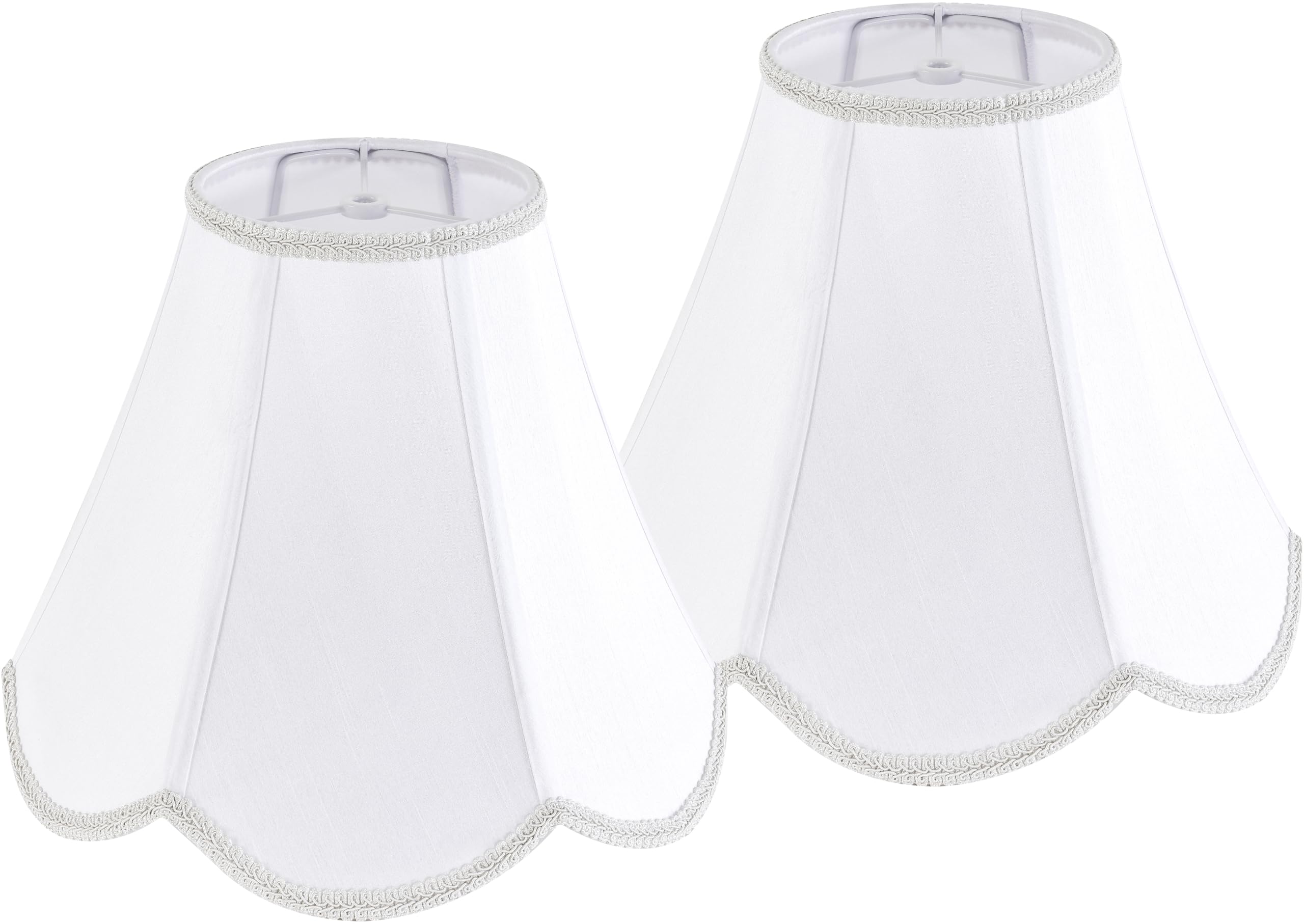 GO&SO 2pcs White Lamp Shade Scalloped Lamp Shade Medium,6''Top x 13''Bottom x 10.6''Vertical Height (Spider),Floor Lamp Shade Ta