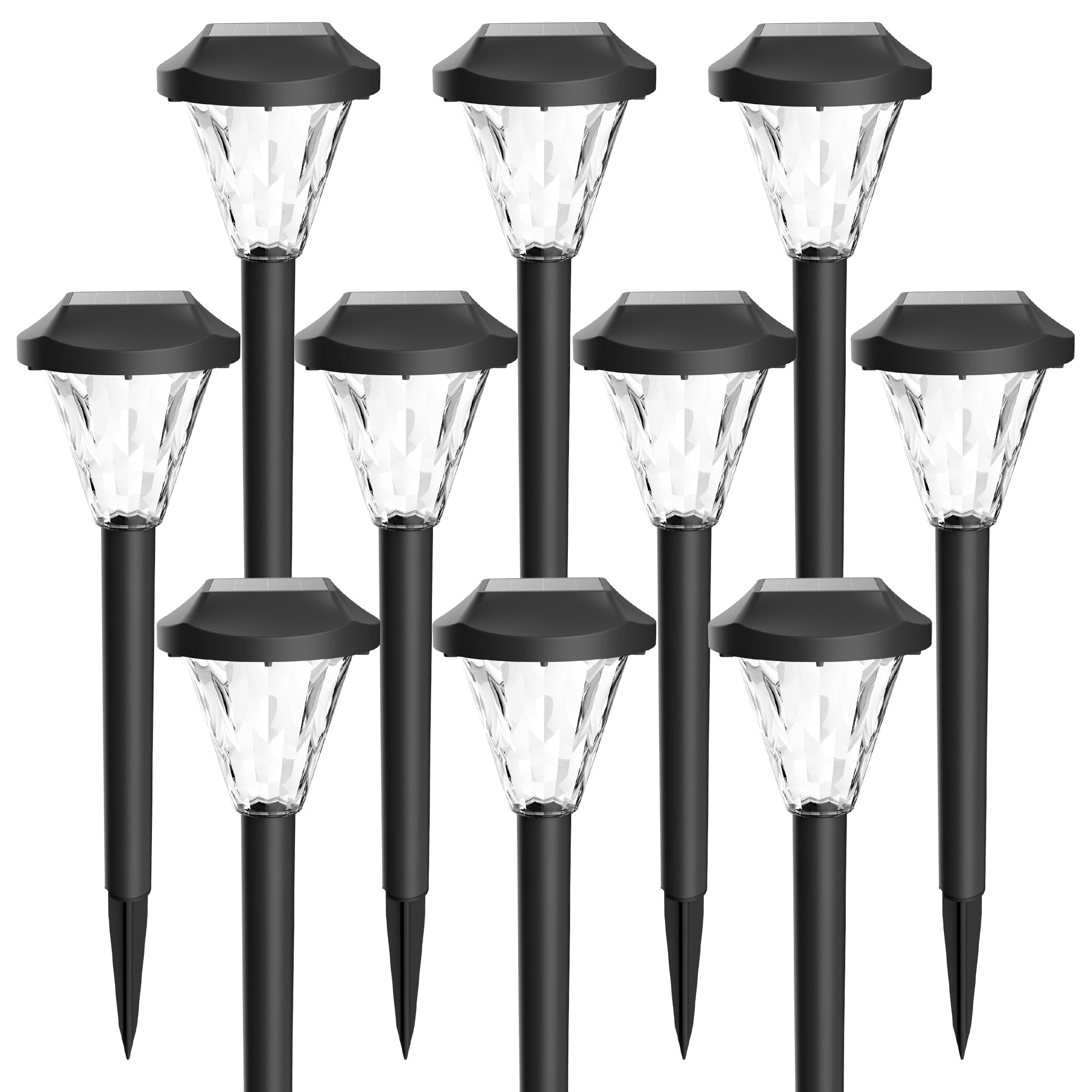 Gigalumi 10 Pack Solar Lights Outdoor Waterproof,New Upgraded Solar Lights For Outside, Pathway Light For Patio,Lawn,Yard, Garde