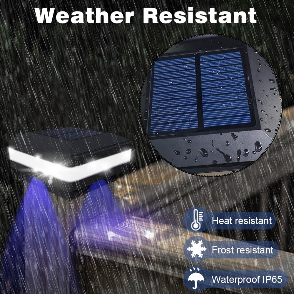 INDARUN Solar Post Cap LED Lights, 4x4 5x5 6x6, Waterproof Landscape Lighting, 6500K White Light, Black, Model WS142B